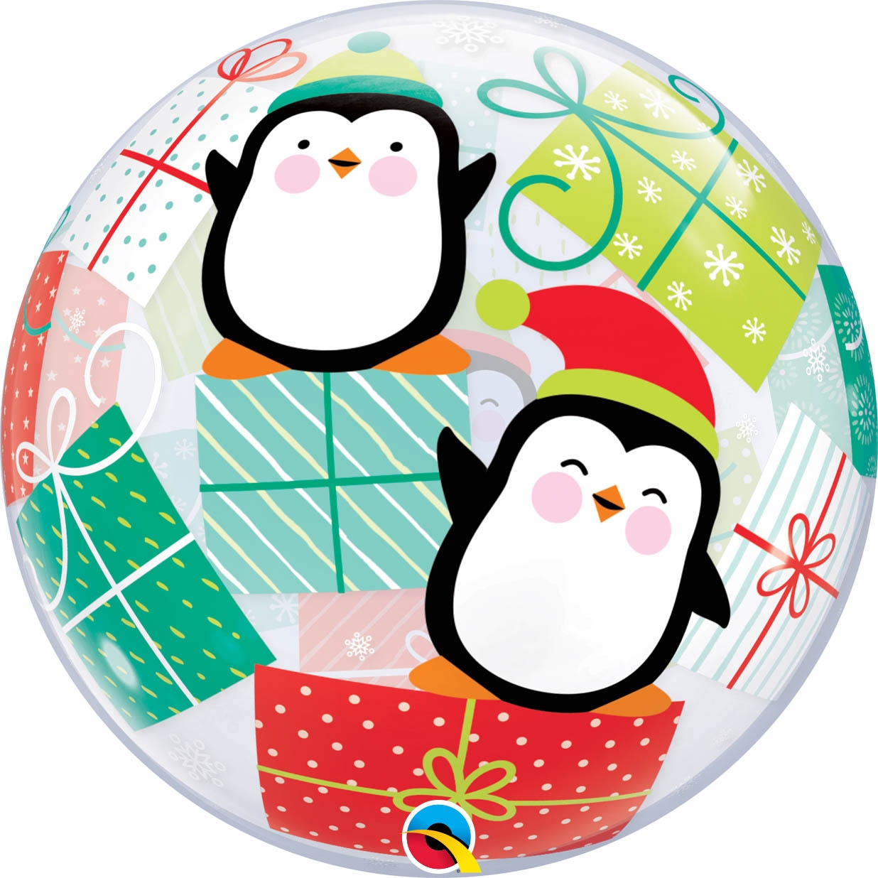 Bubble Ballon Pinguine & Geschenke 56 cm