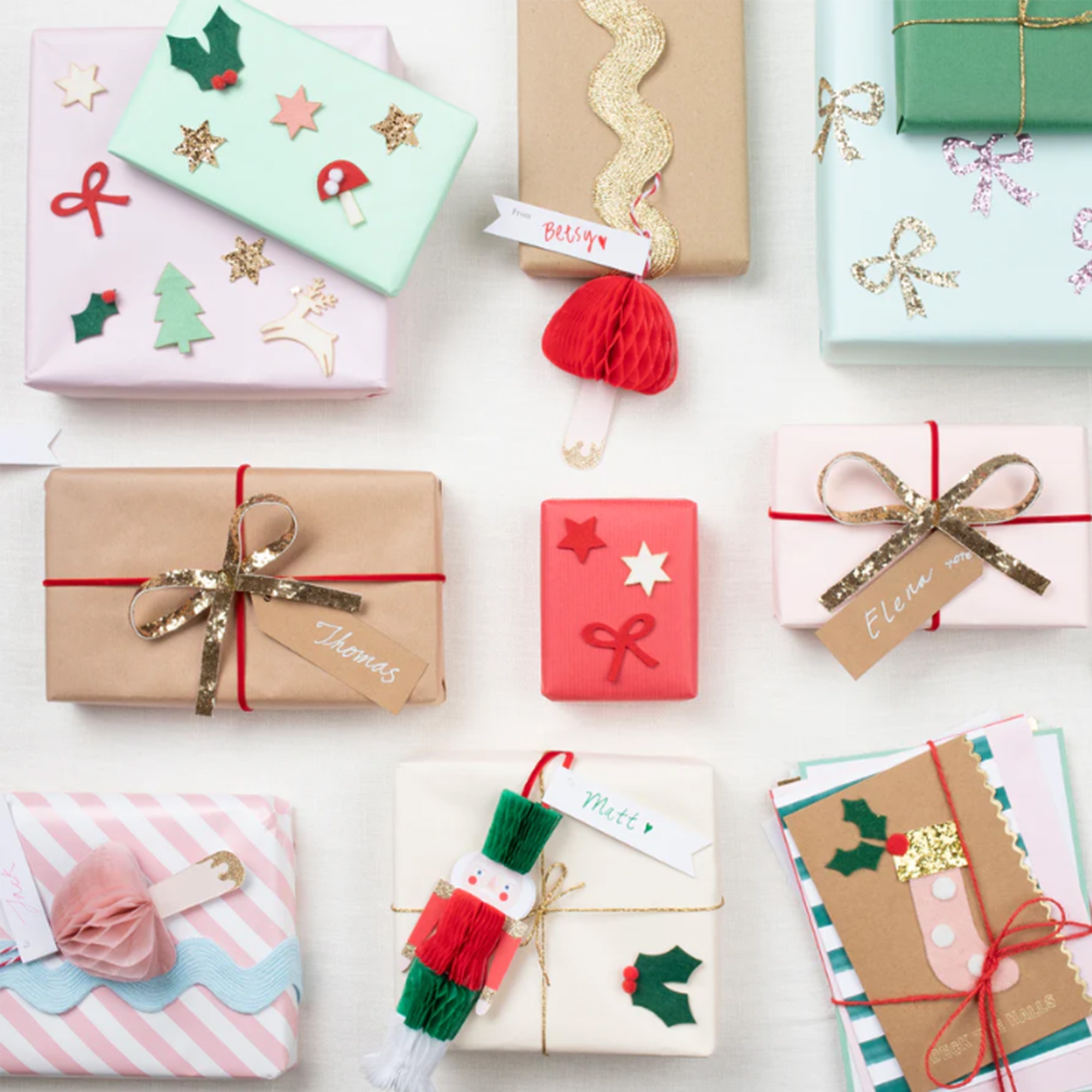 Meri Meri - 6 Geschenkschleifen in Gold mit Glitzer Meri Meri - 6 Geschenkschleifen in Gold mit Glitzer