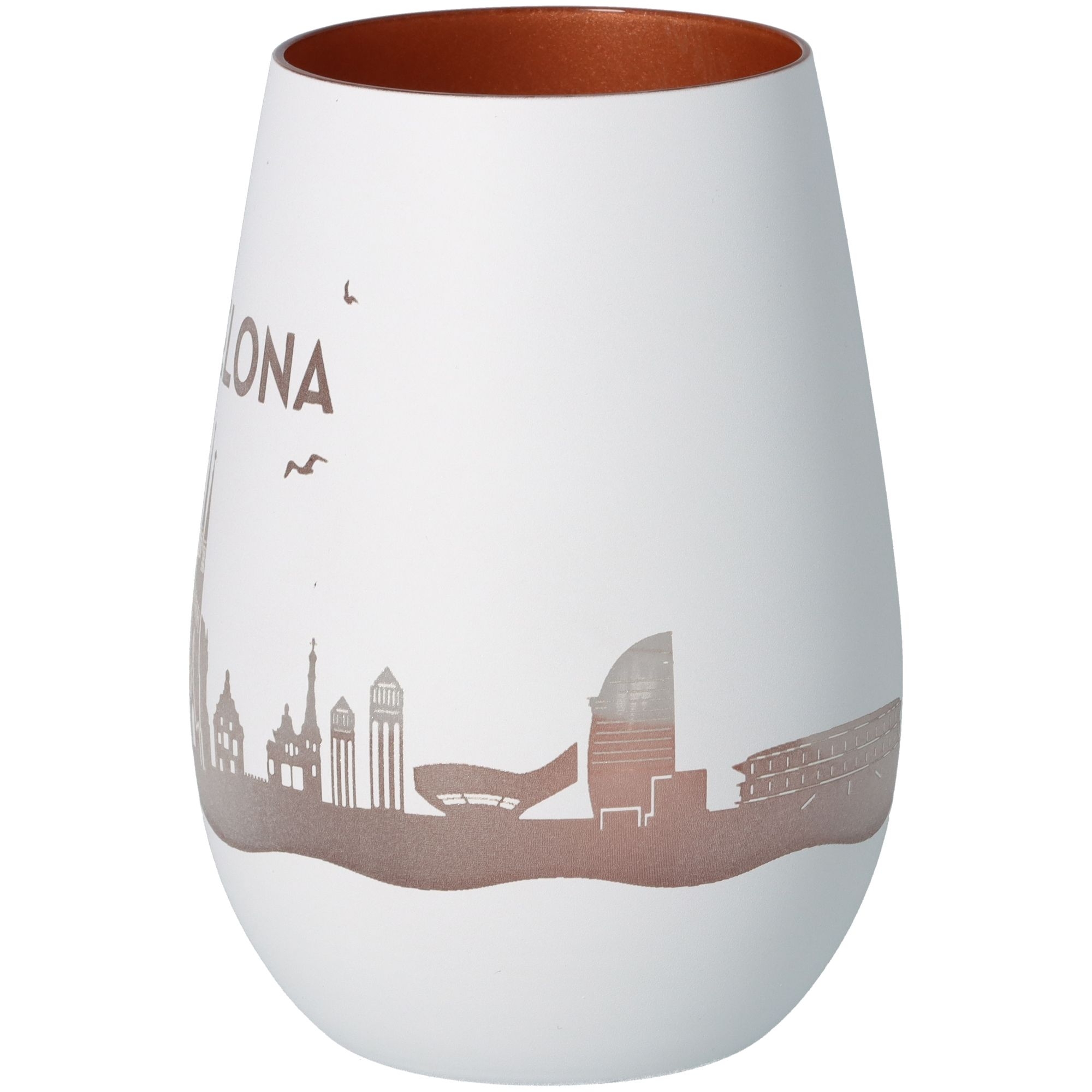 Windlicht Skyline Barcelona Weiß/Bronze Töpferei, Krug, Vase, Tasse, Porzellan