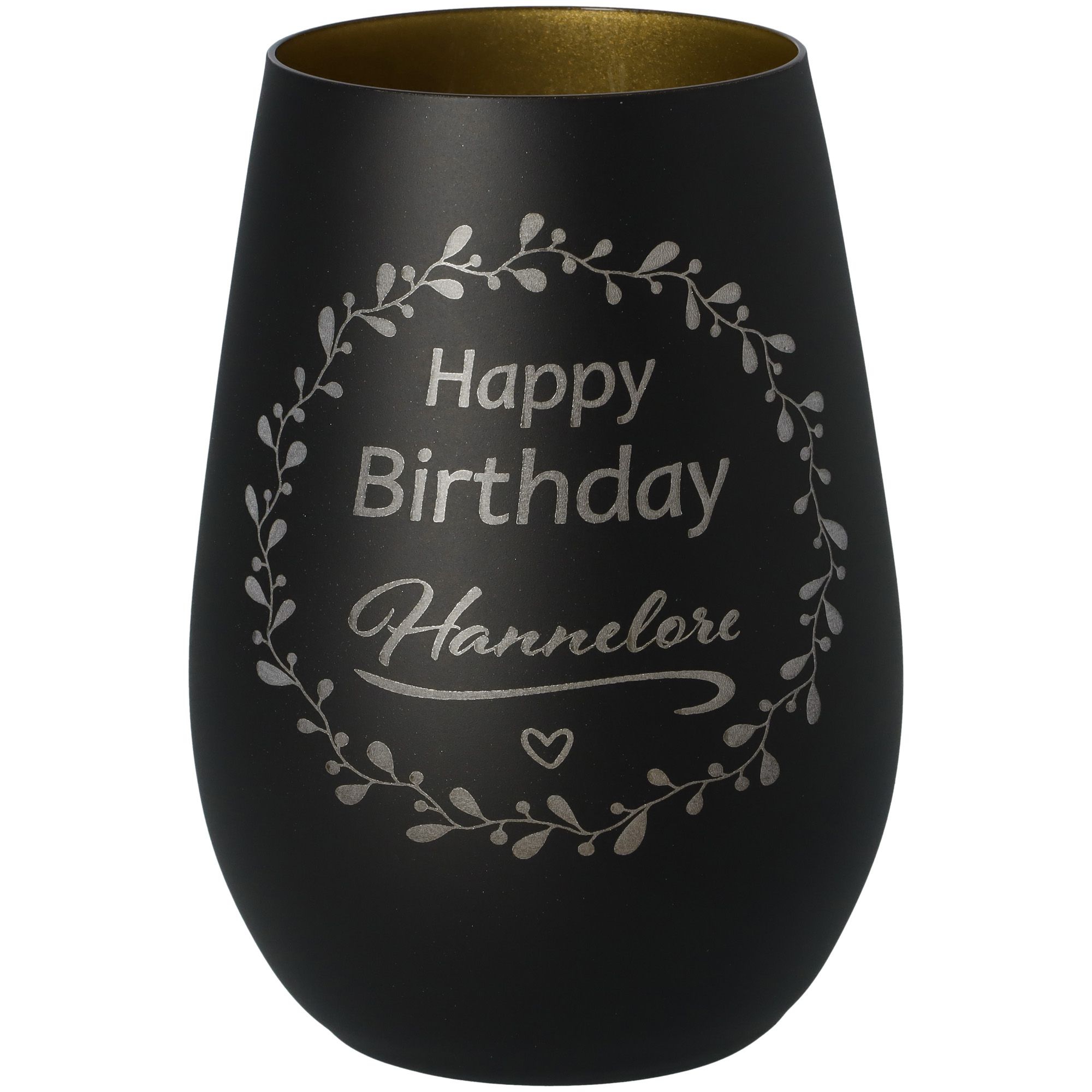 Windlicht Happy Birthday "Name" Schwarz/Gold Windlicht Happy Birthday "Name" Schwarz/Gold