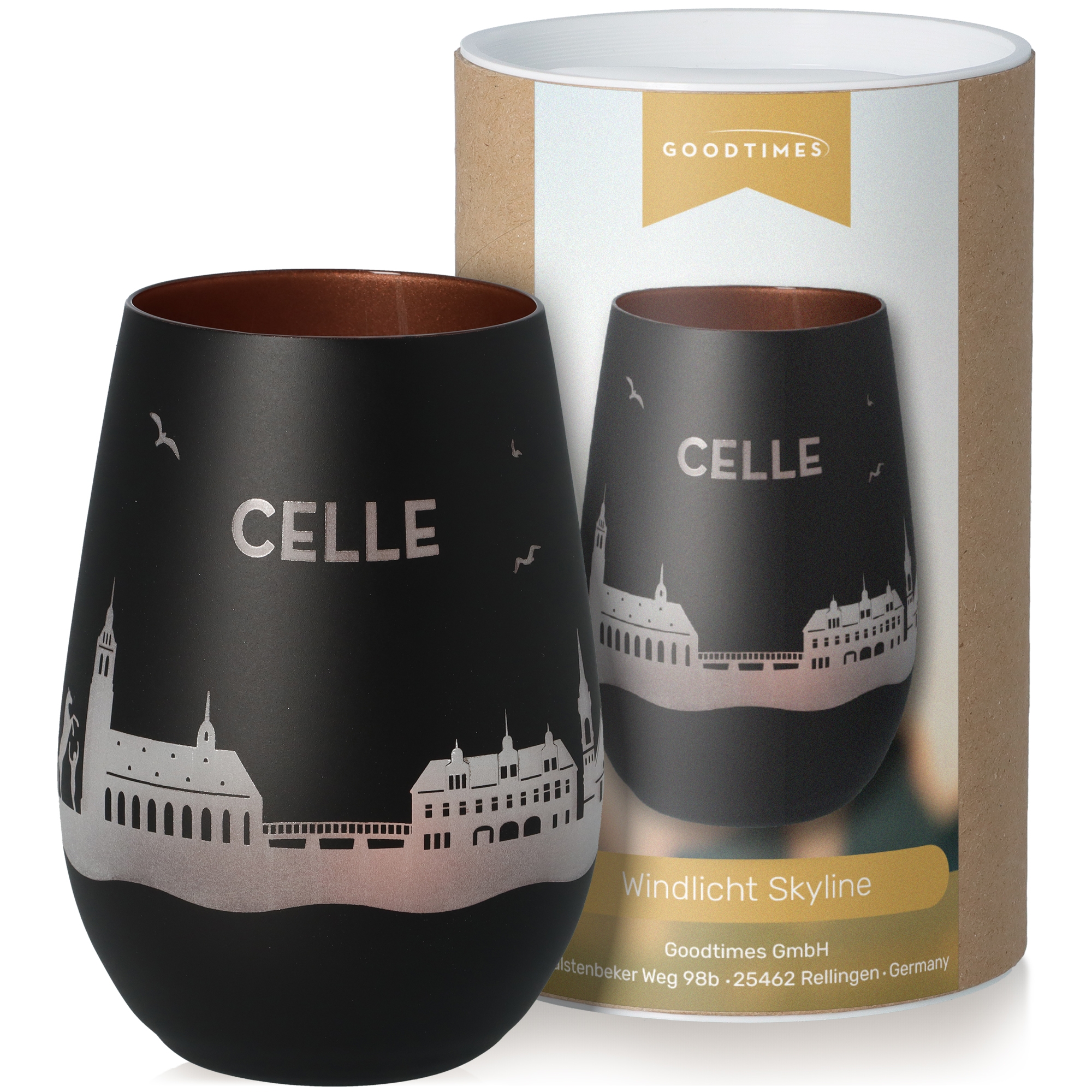 Windlicht Skyline Celle Schwarz/Bronze Krug, Töpferei, Tasse