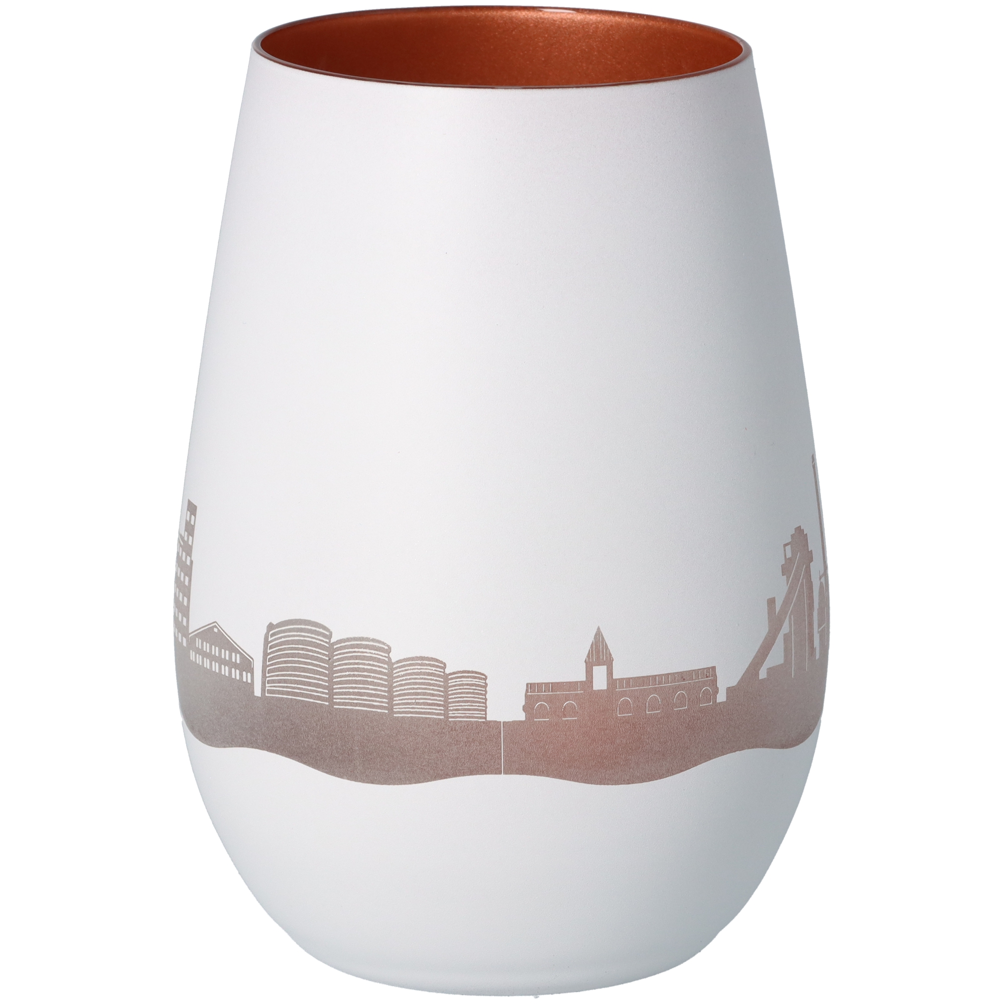 Windlicht Skyline Duisburg Weiß/Bronze Windlicht Skyline Duisburg Weiß/Bronze