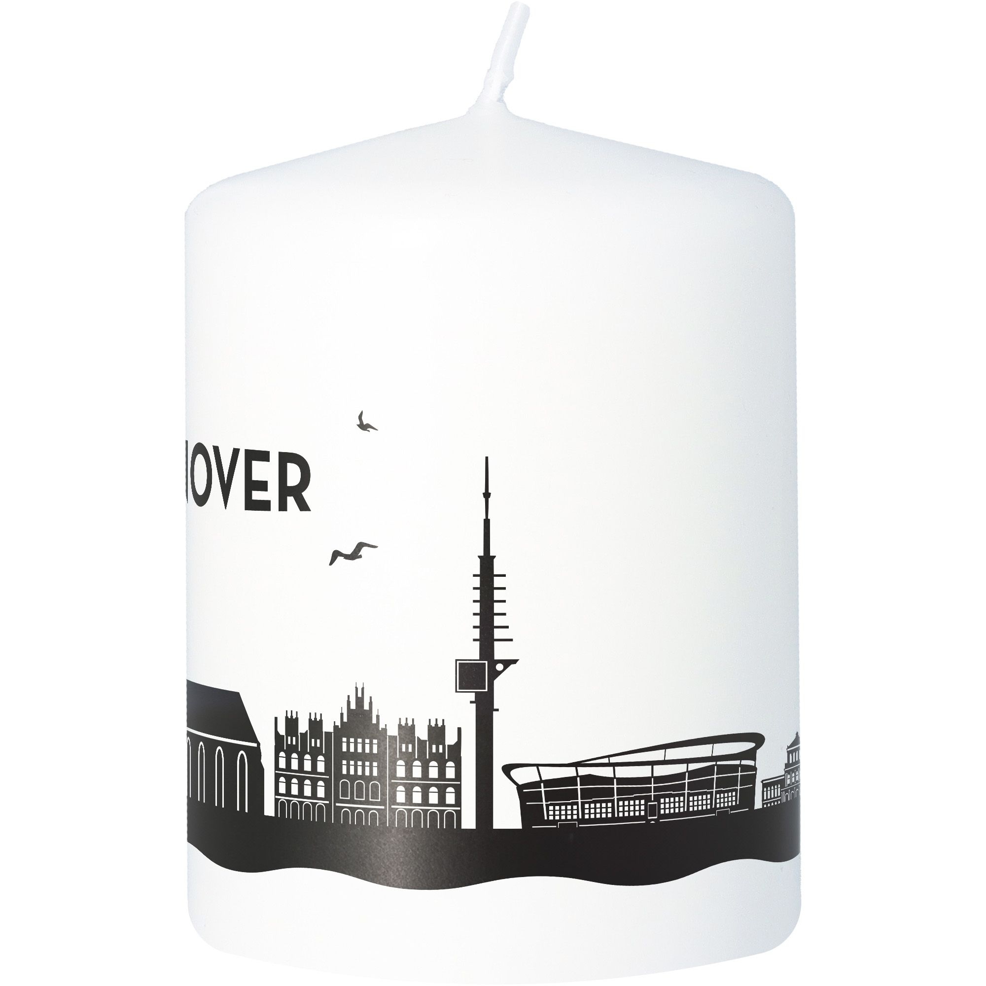 Stumpenkerze Skyline Hannover Weiß Stumpenkerze Skyline Hannover Weiß