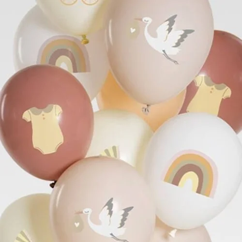 balloons, dekorativ, pastell, regenbogen, storch