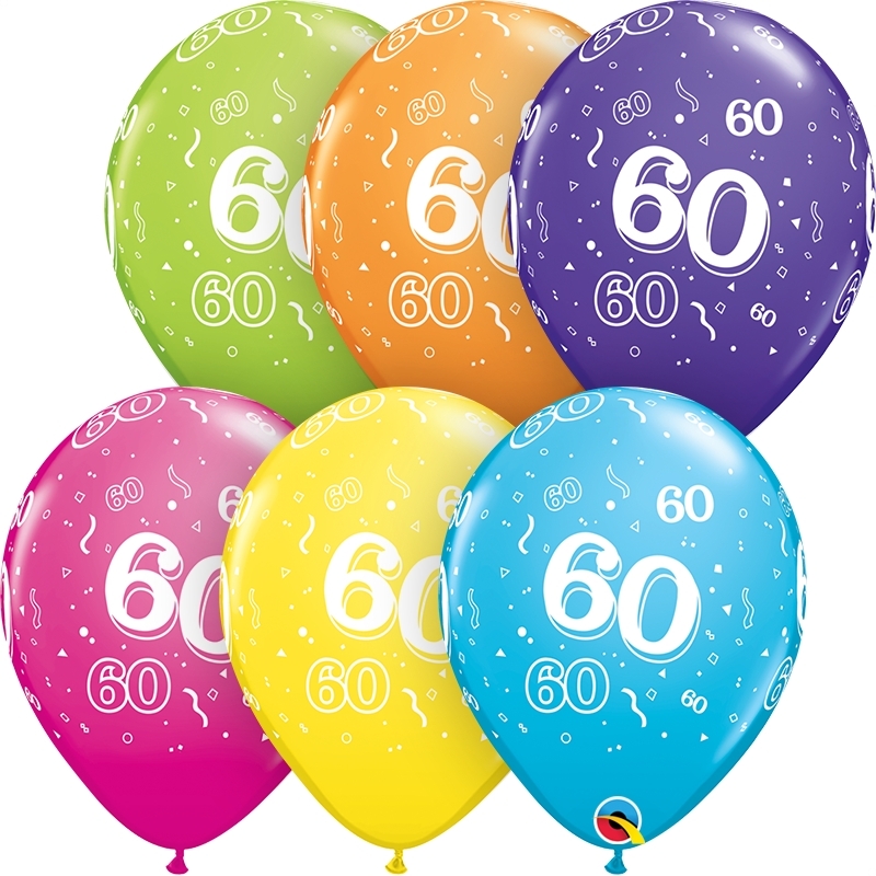 Qualatex Latexballon 60. Geburtstag verschiedene Farben Ø 30cm