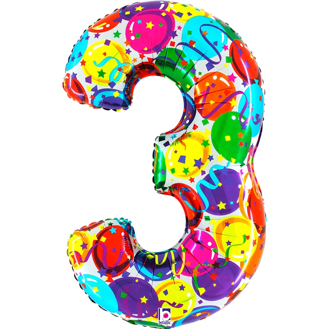 Folienballon Zahl 3 Party 100cm Folienballon Zahl 3 Party 100cm