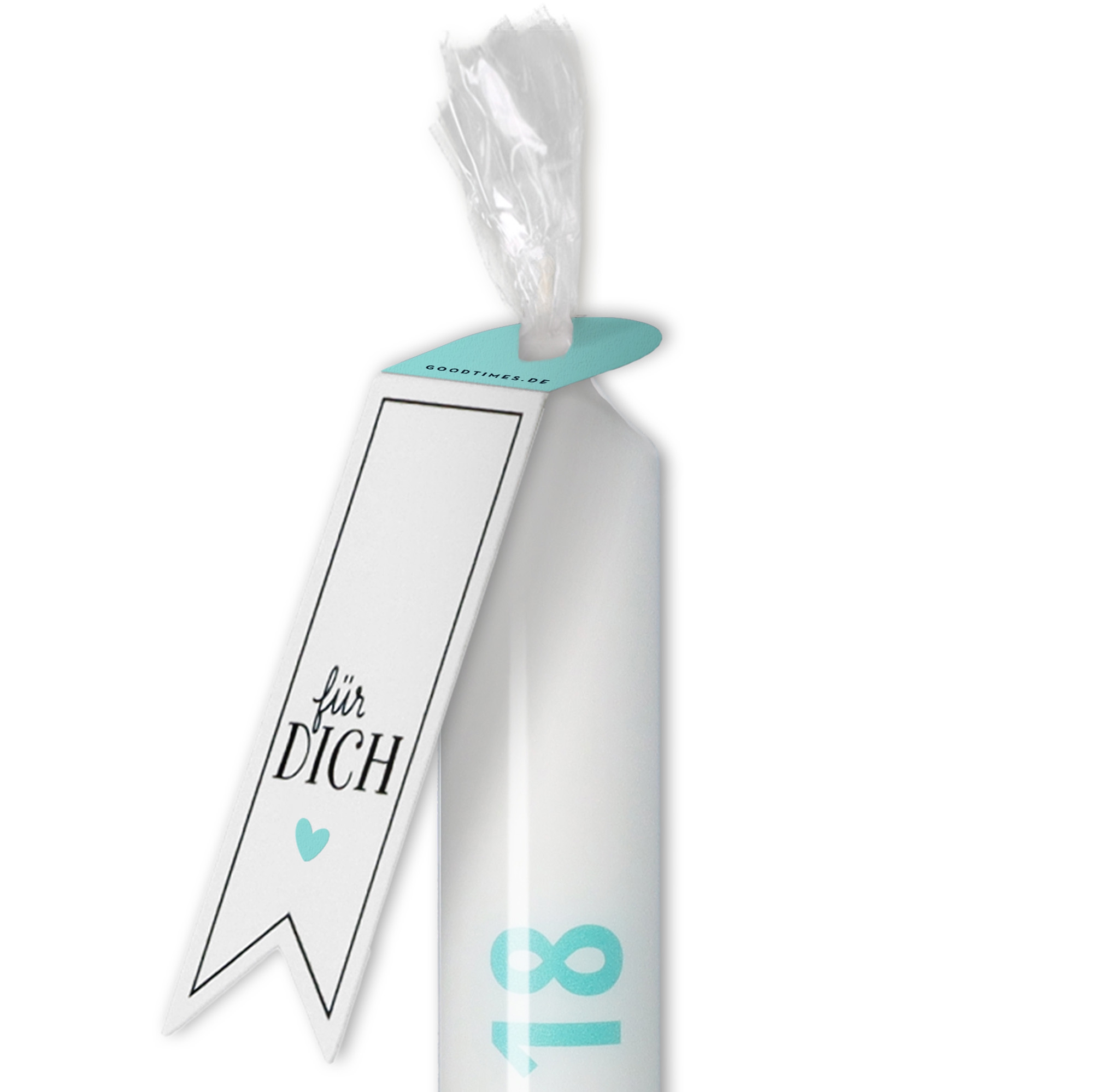 Stabkerze Weiß, Türkis "Endlich 18" Stabkerze Weiß, Türkis "Endlich 18"