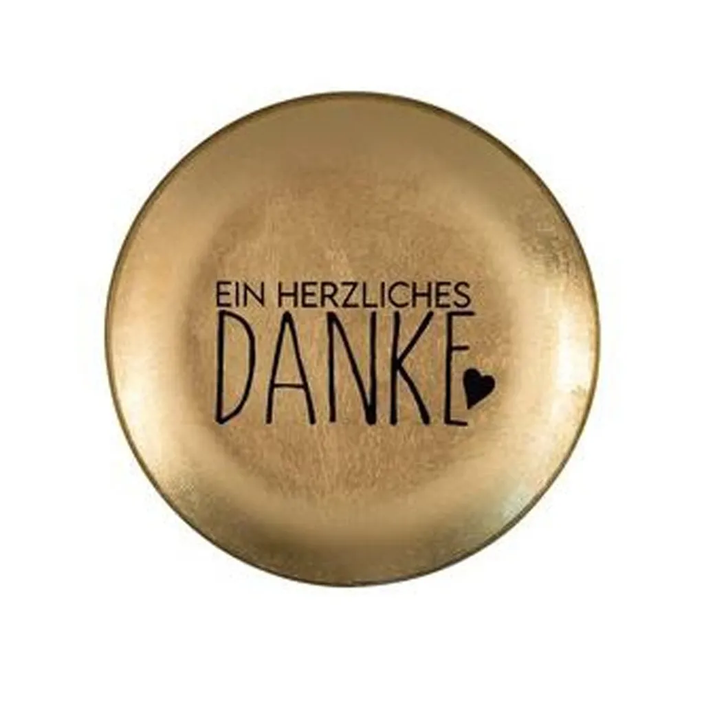 Glasteller "Ein herzliches Danke", Gold - S