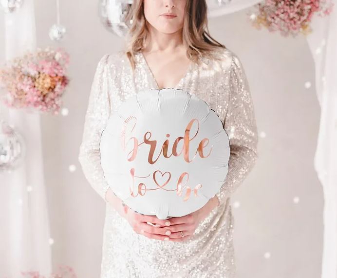 Folienballon "Bride to be" Weiß/Roségold, 45 cm