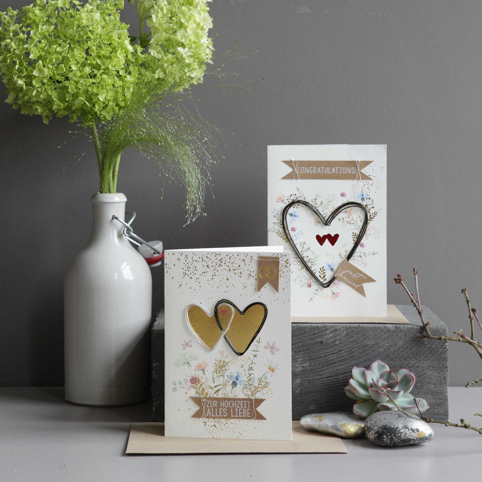 0edc63431e2f2795f2aee10388d093e854f0d105 Hochzeitsblumen Karte "Just Married"