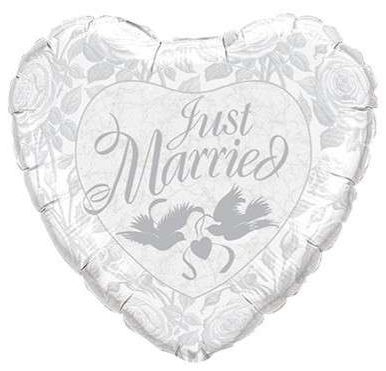 Folienballon Herz "Just Married" Silber 91cm