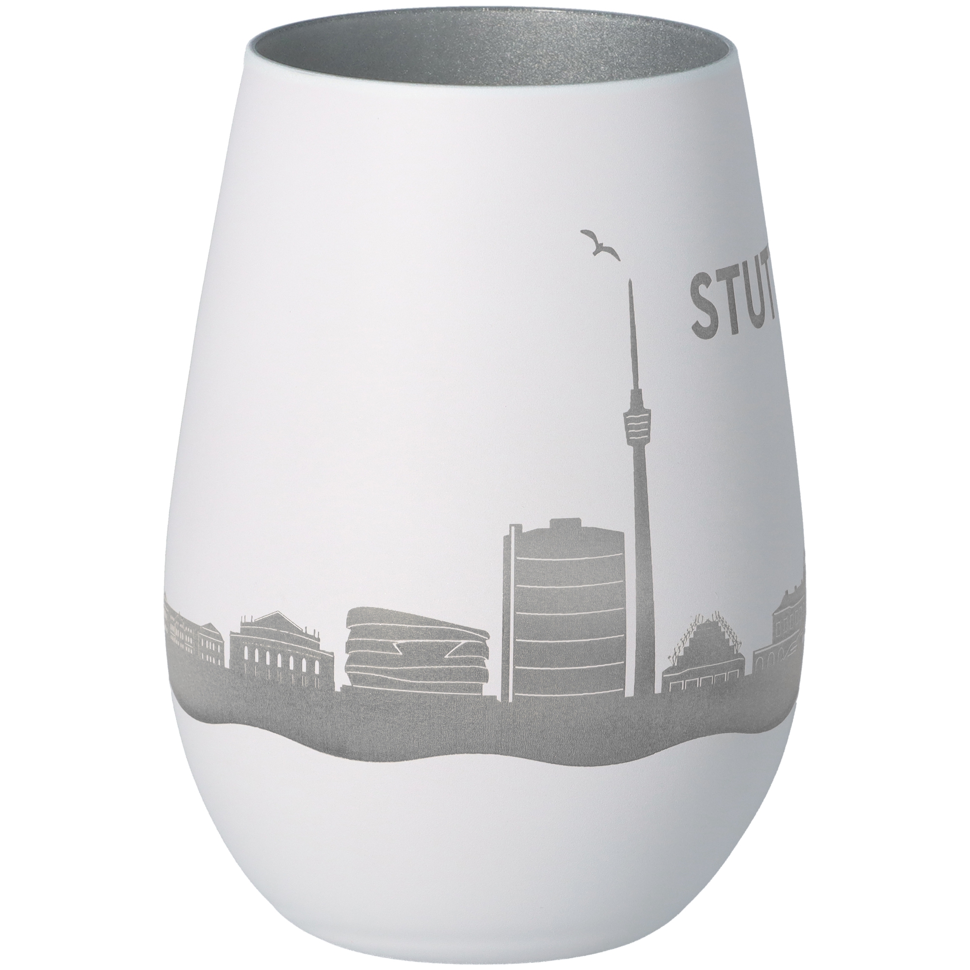 Windlicht Skyline Stuttgart Weiß/Silber Windlicht Skyline Stuttgart Weiß/Silber