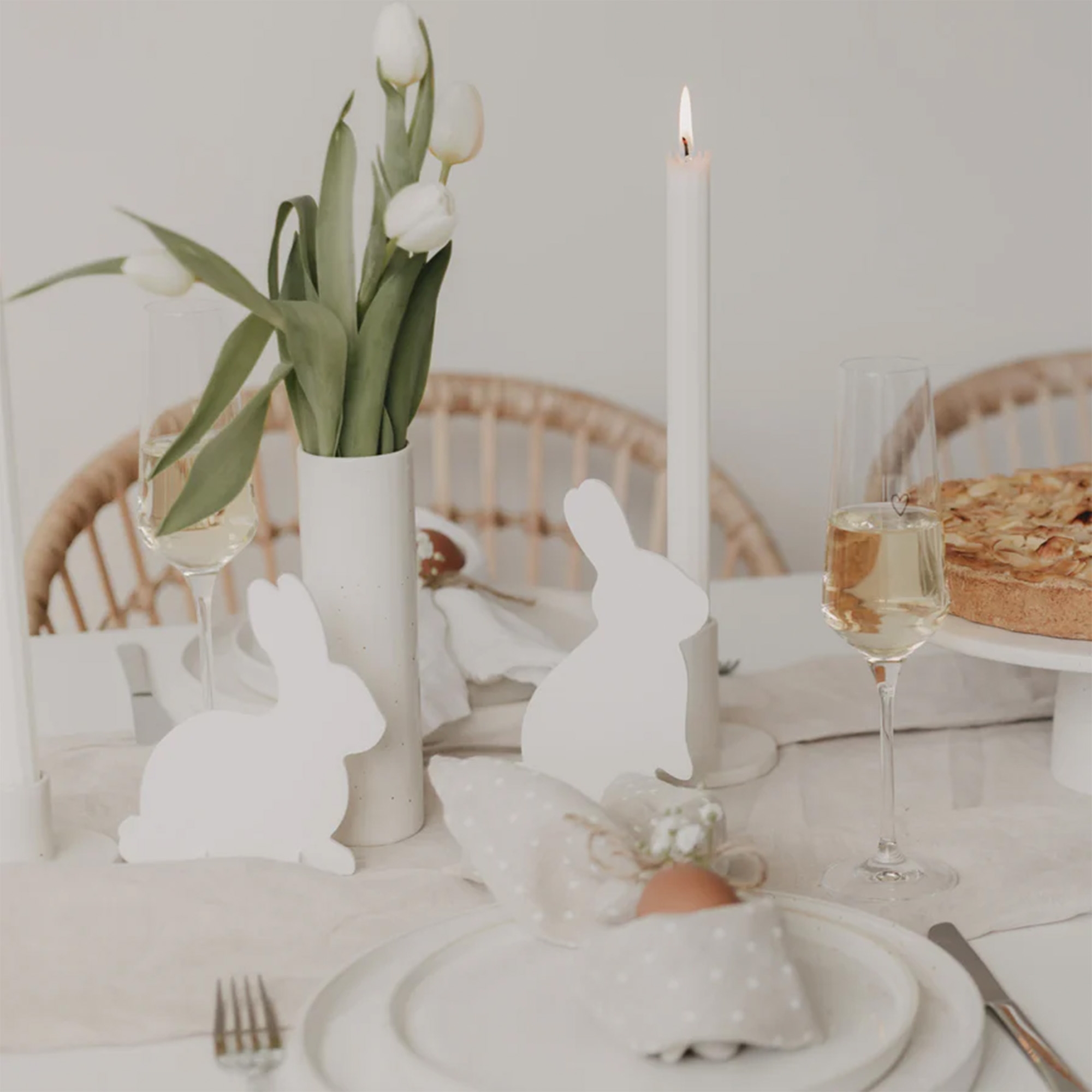 Eulenschnitt - Steckhasen Weiß 2er Set Eulenschnitt - Steckhasen Weiß 2er Set