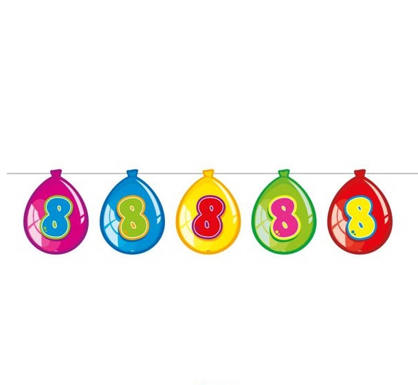 Luftballon-Wimpelkette zum 8. Geburtstag Luftballon-Wimpelkette zum 8. Geburtstag