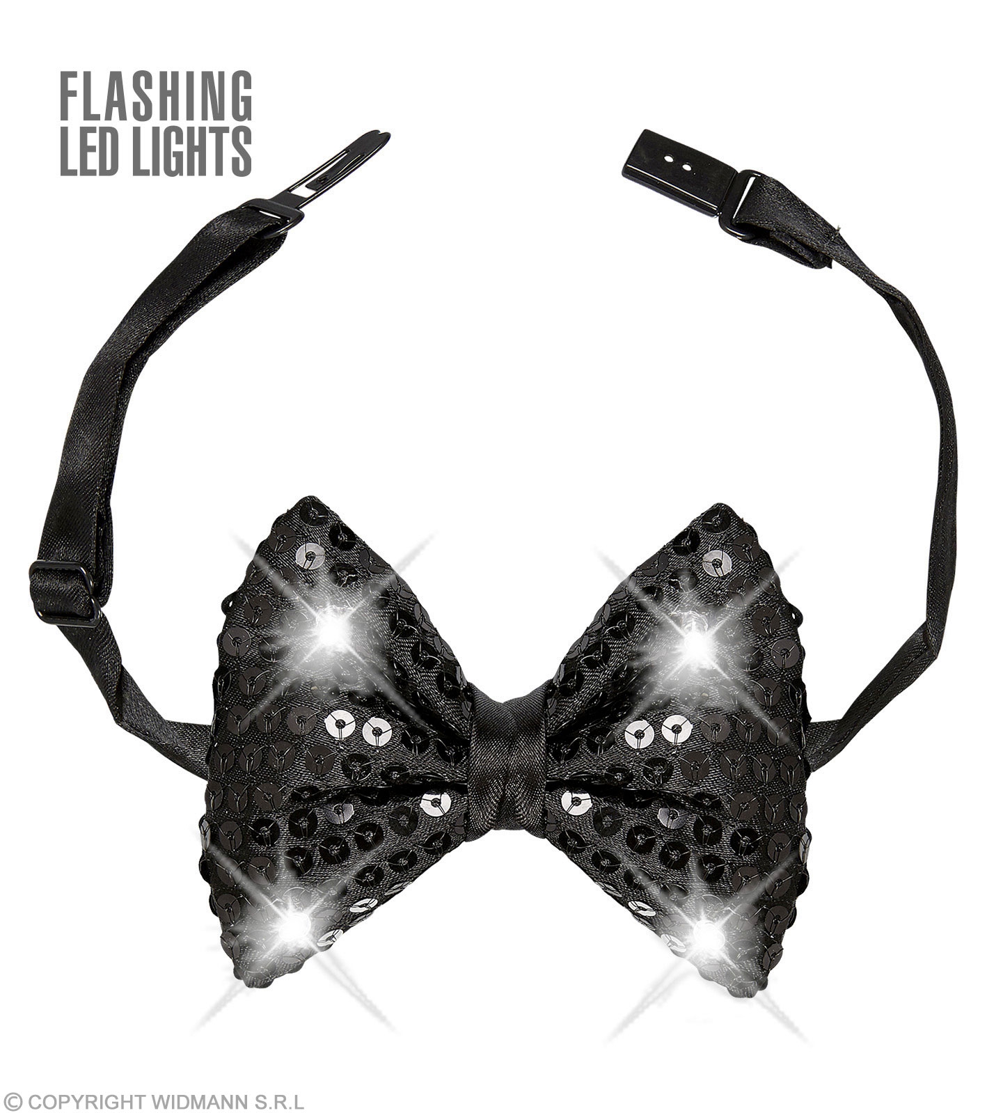 Pailettenfliege mit 4 LED Lichtern, Schwarz Pailettenfliege mit 4 LED Lichtern, Schwarz