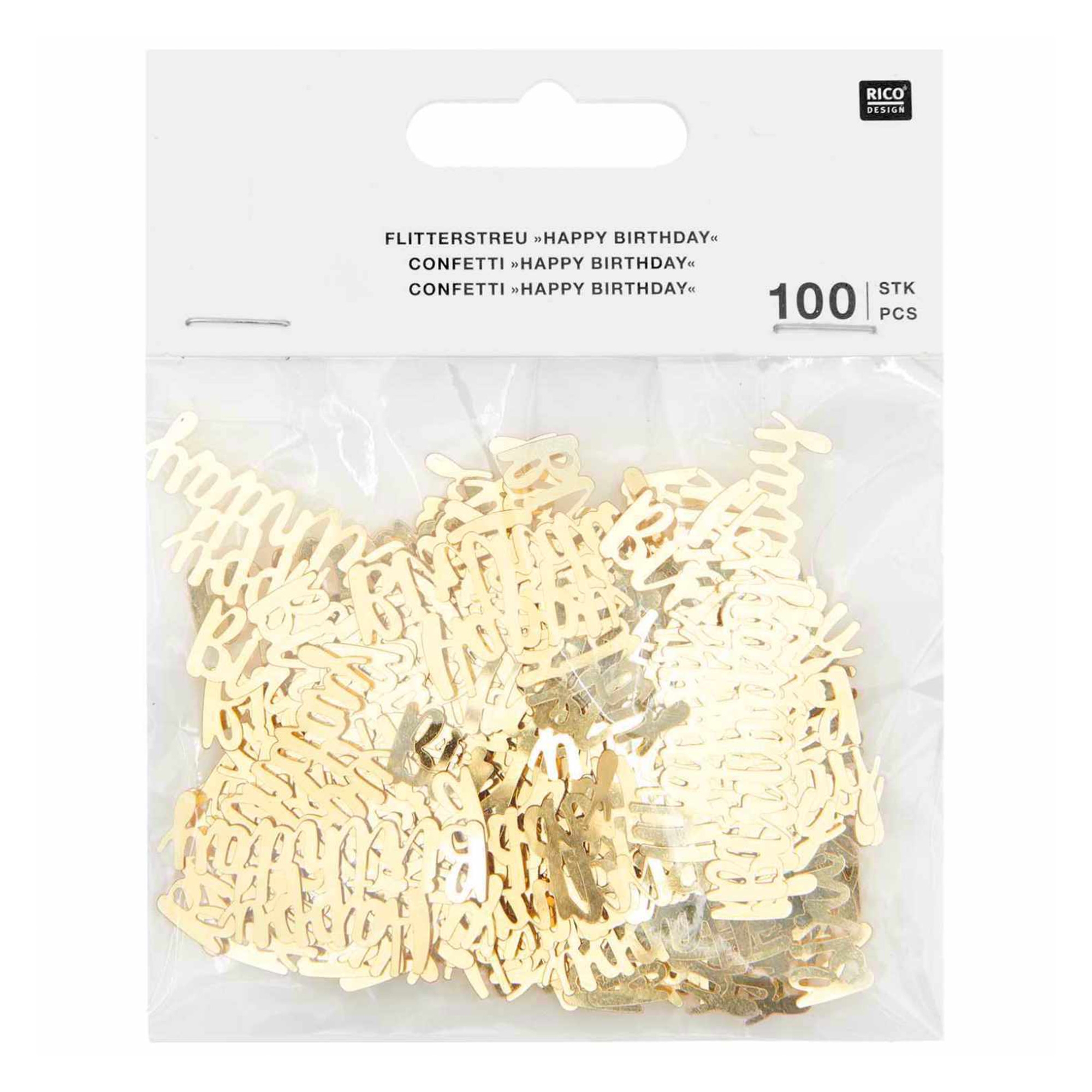 Konfetti "Happy Birthday", Gold, 100 Stück Essen, Nudel