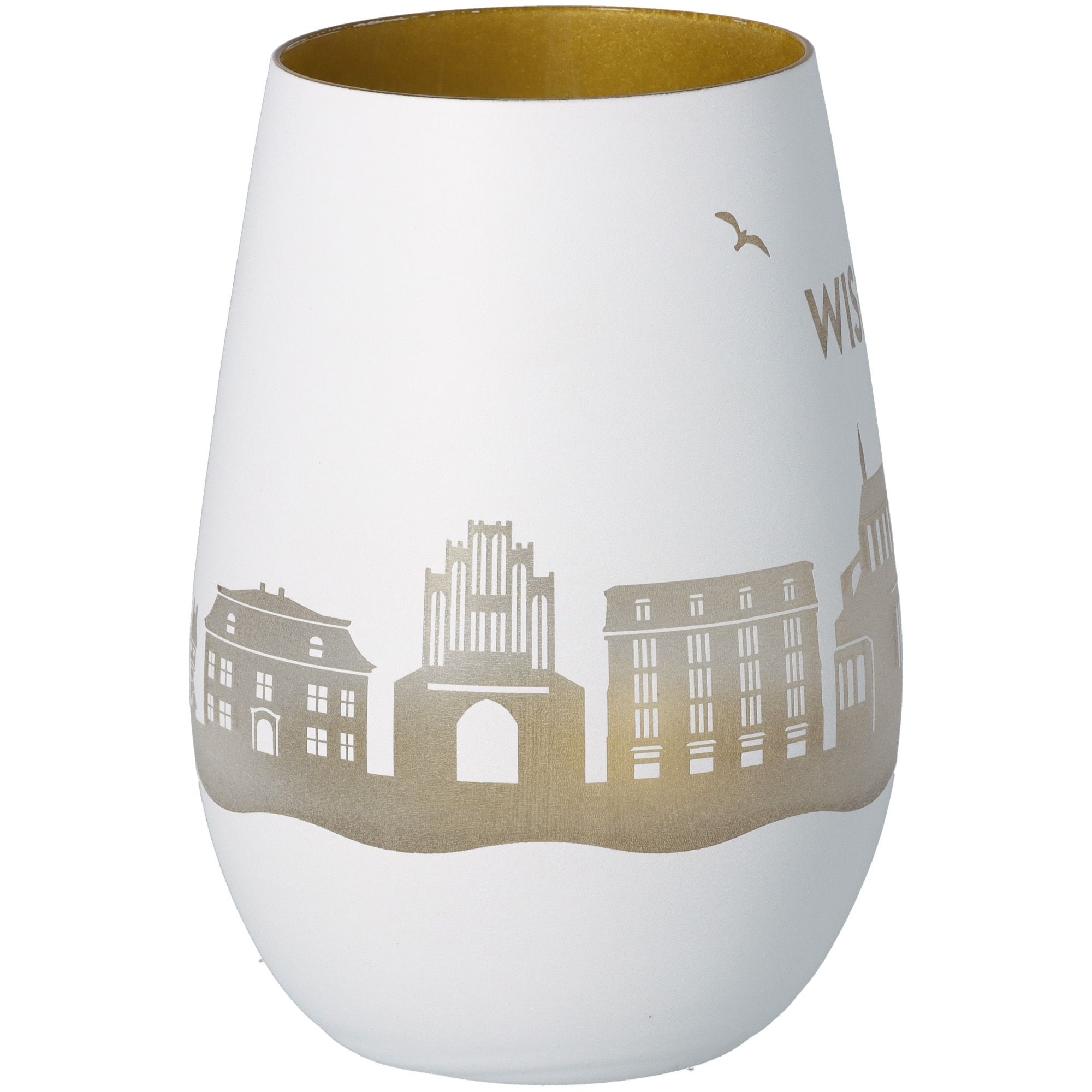 Windlicht Skyline Wismar Weiß/Gold Windlicht Skyline Wismar Weiß/Gold