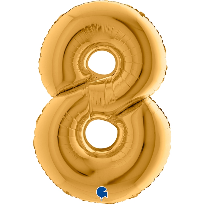 Folienballon Zahl 8 Gold 100cm Folienballon Zahl 8 Gold 100cm
