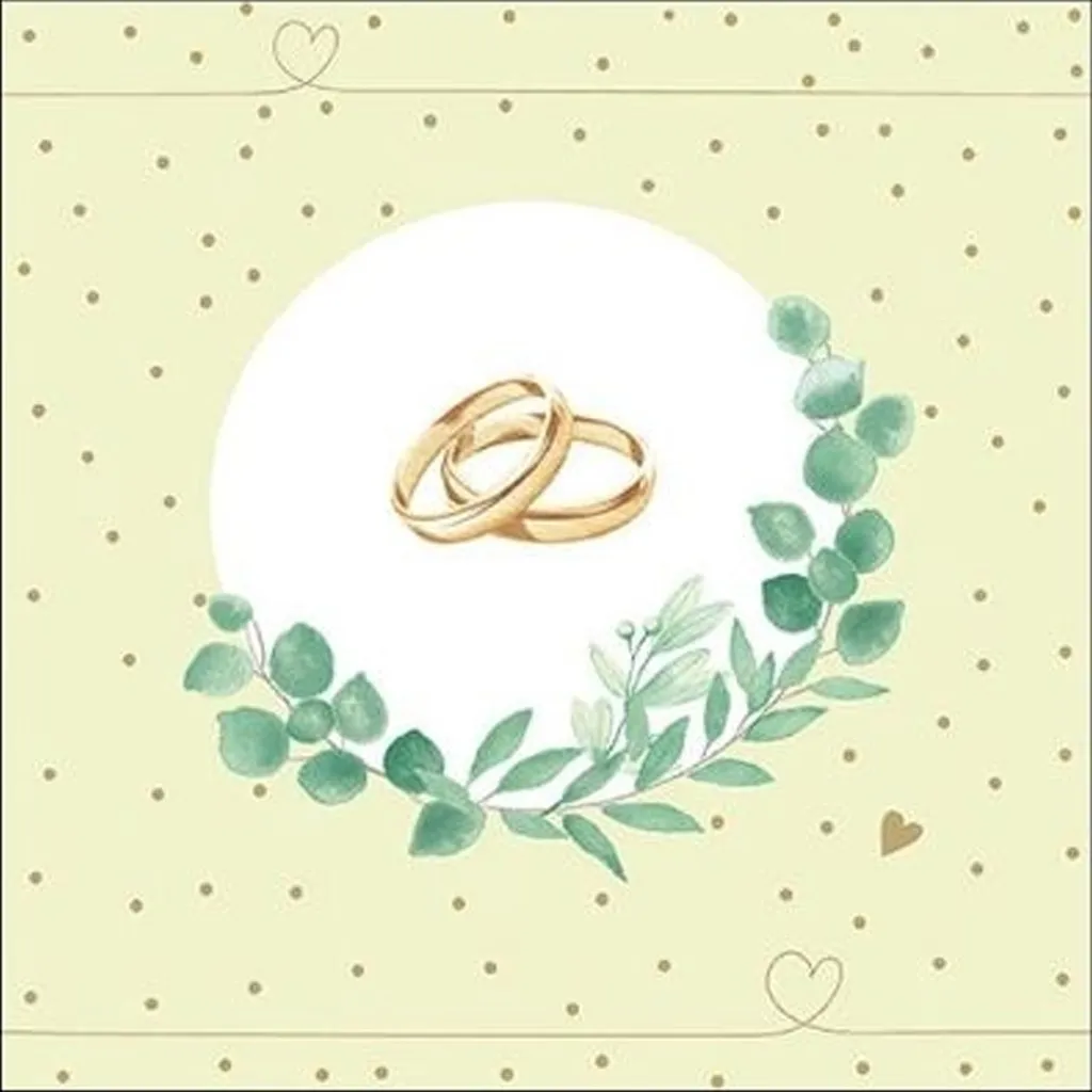 20 Servietten Hochzeit "Ringe" Grün