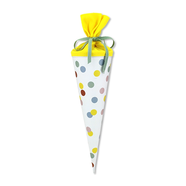 Schultüte & Geschwistertüte mit Punkten, Pastell/Gelb