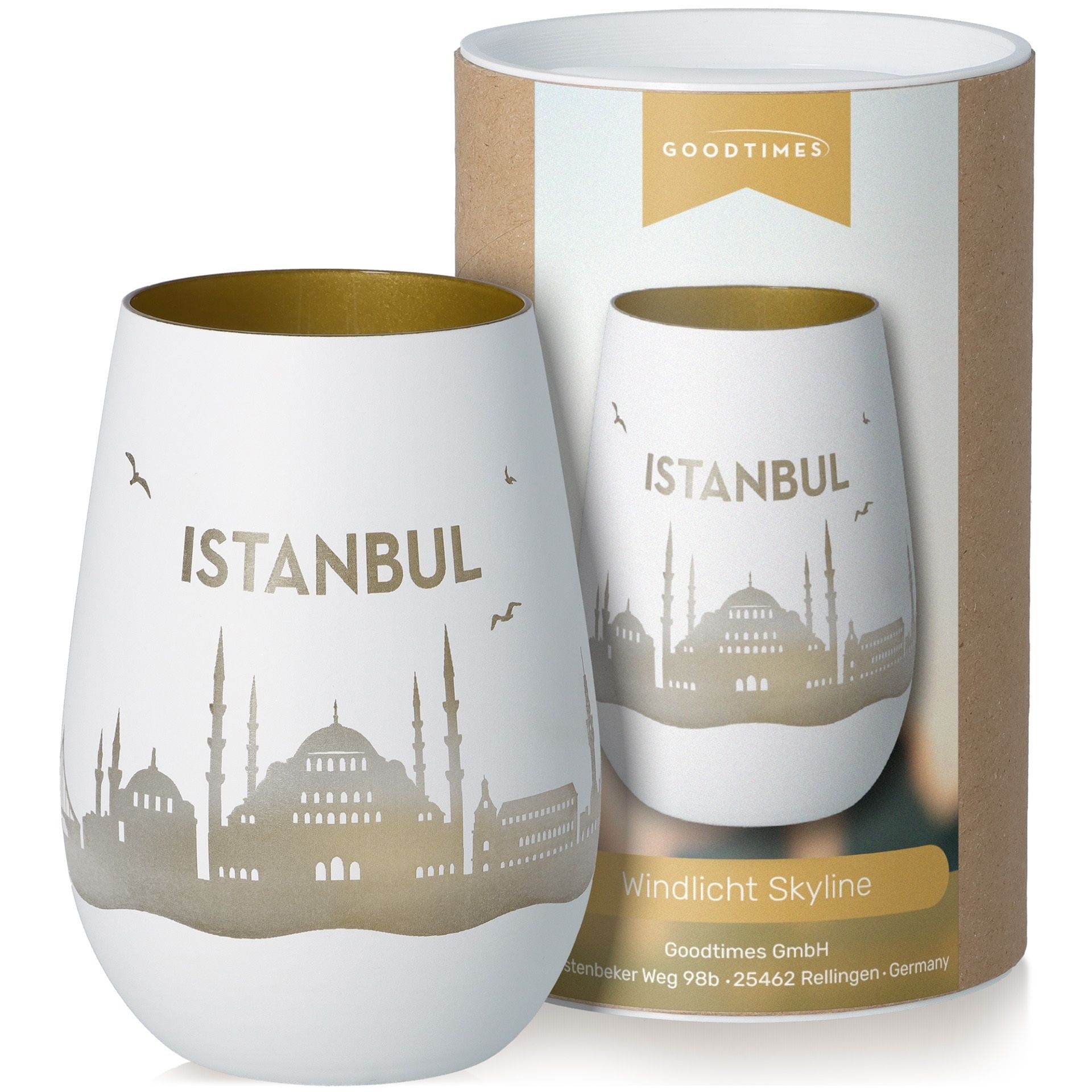 Windlicht Skyline Istanbul Weiß/Gold Töpferei, Krug, Tasse