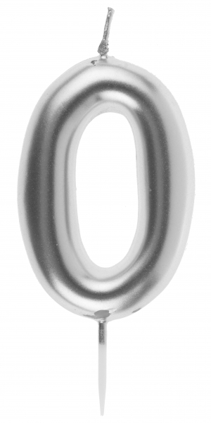 Zahlenkerze "0", Silber Zahlenkerze "0", Silber