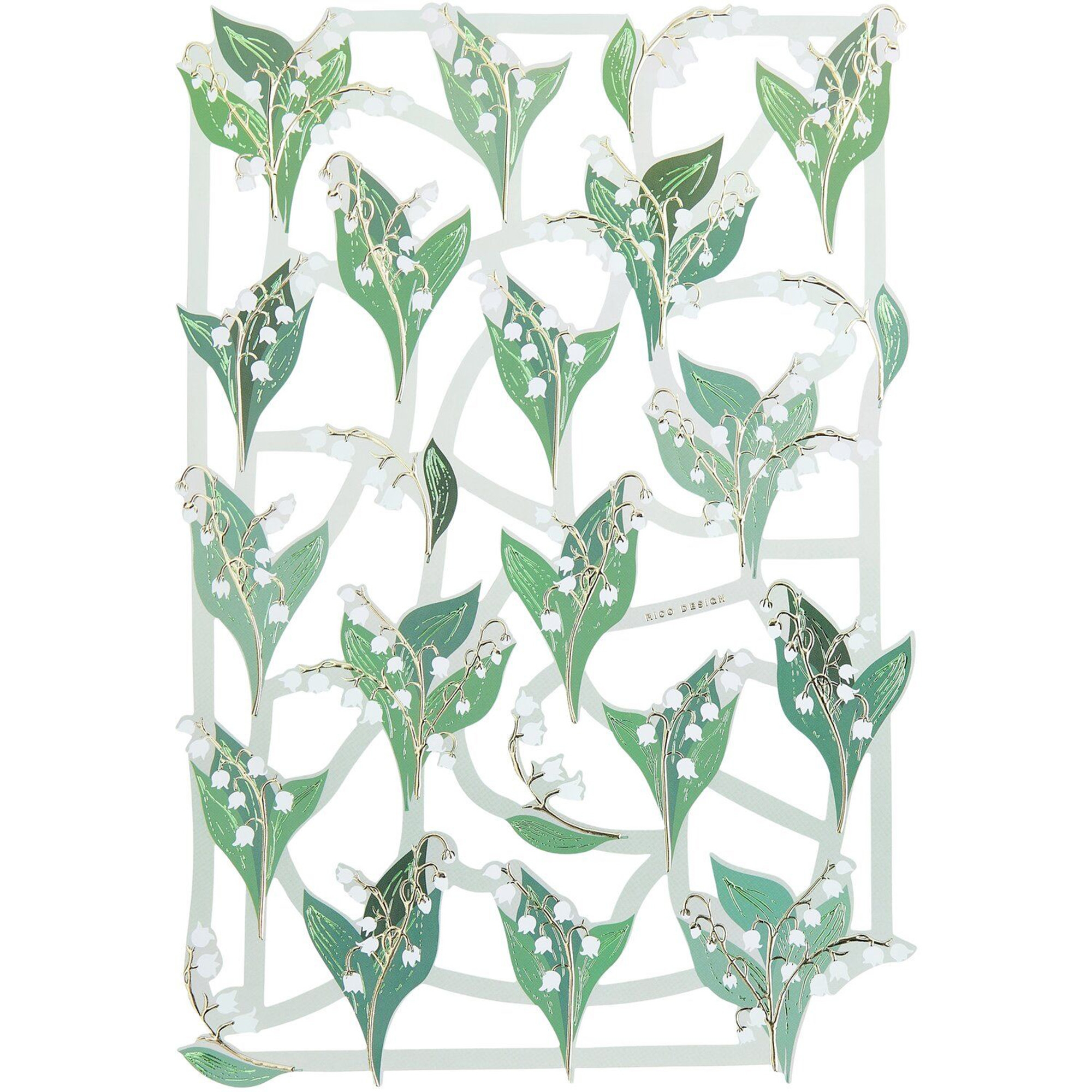 Glanzbilder "Maiglöckchen" 1 Bogen Blatt, Pflanze