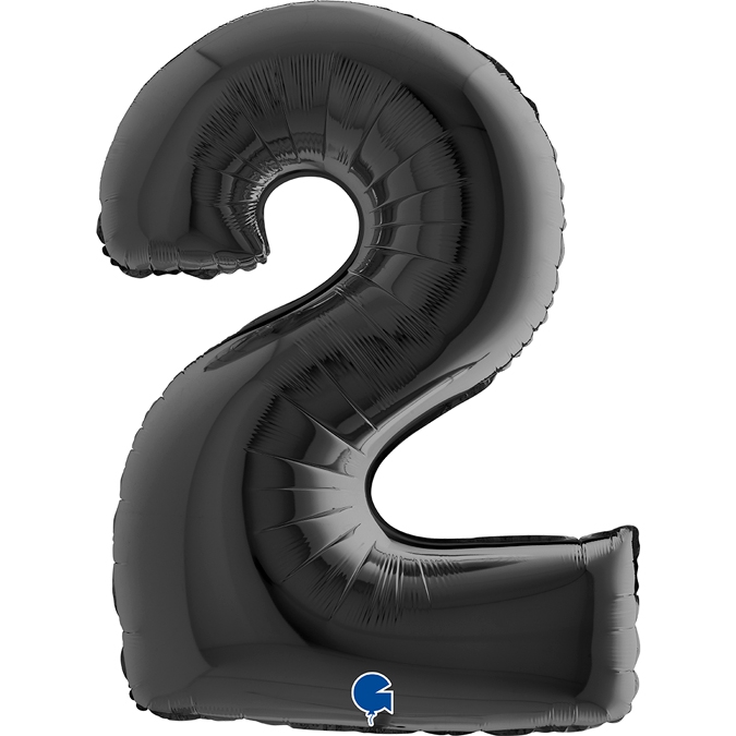 Folienballon Zahl 2 Schwarz 100cm Folienballon Zahl 2 Schwarz 100cm