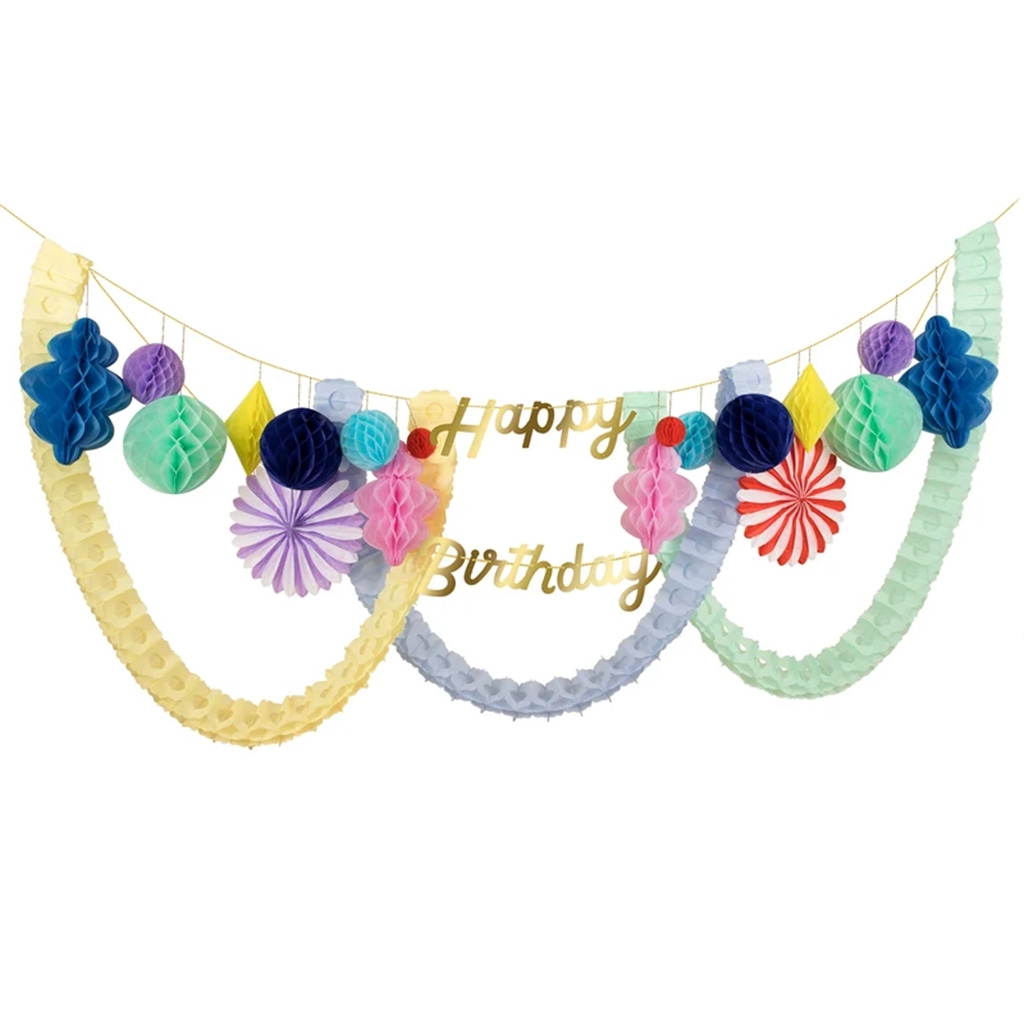 Geburtstagsdekoration, Papiergirlande, Aufhänger-Deko, Bunte Akzente, Happy Birthday