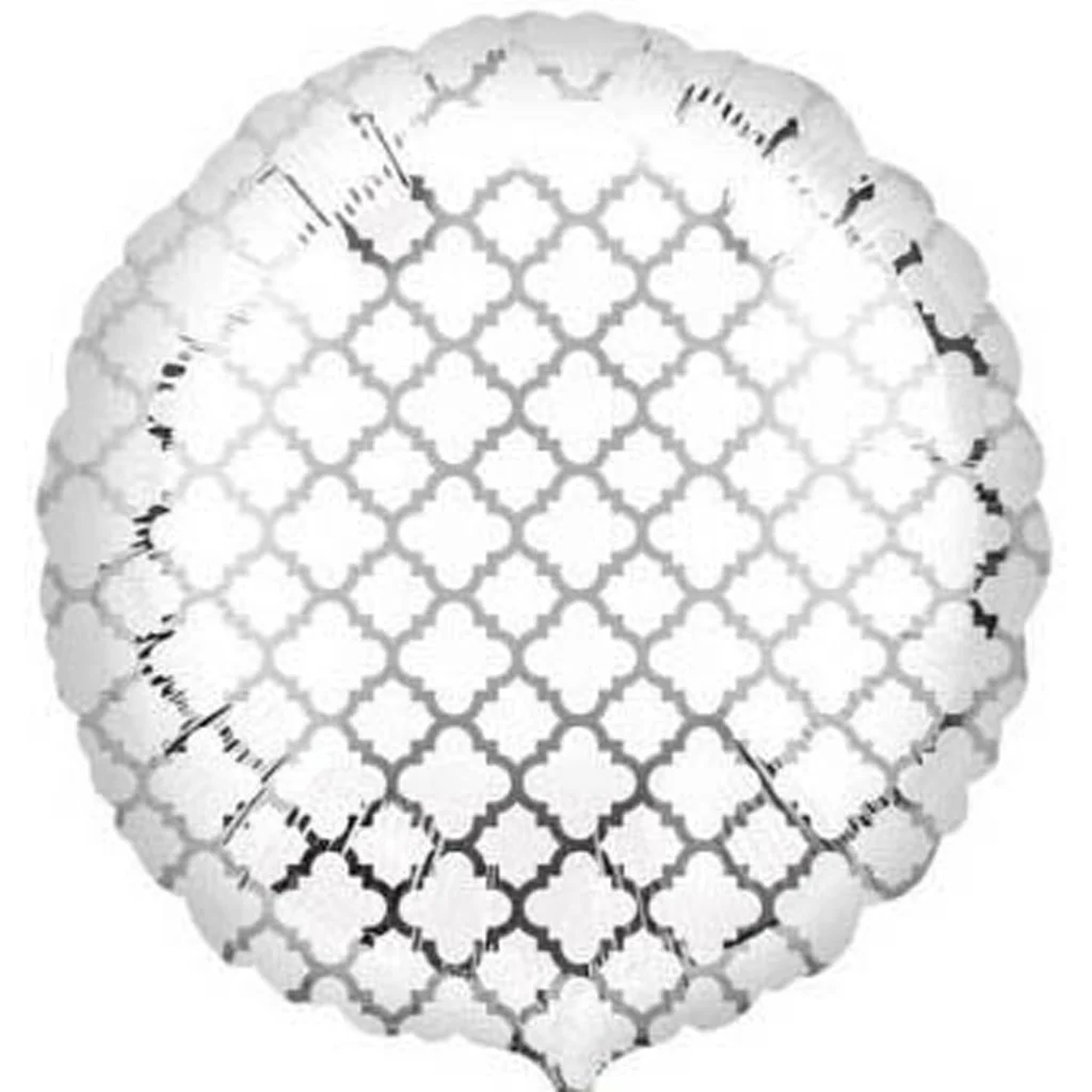 runder Ballon, musterreiche Oberfläche, Gitternetz-Design, weißer Ballon, Dekorationsballon