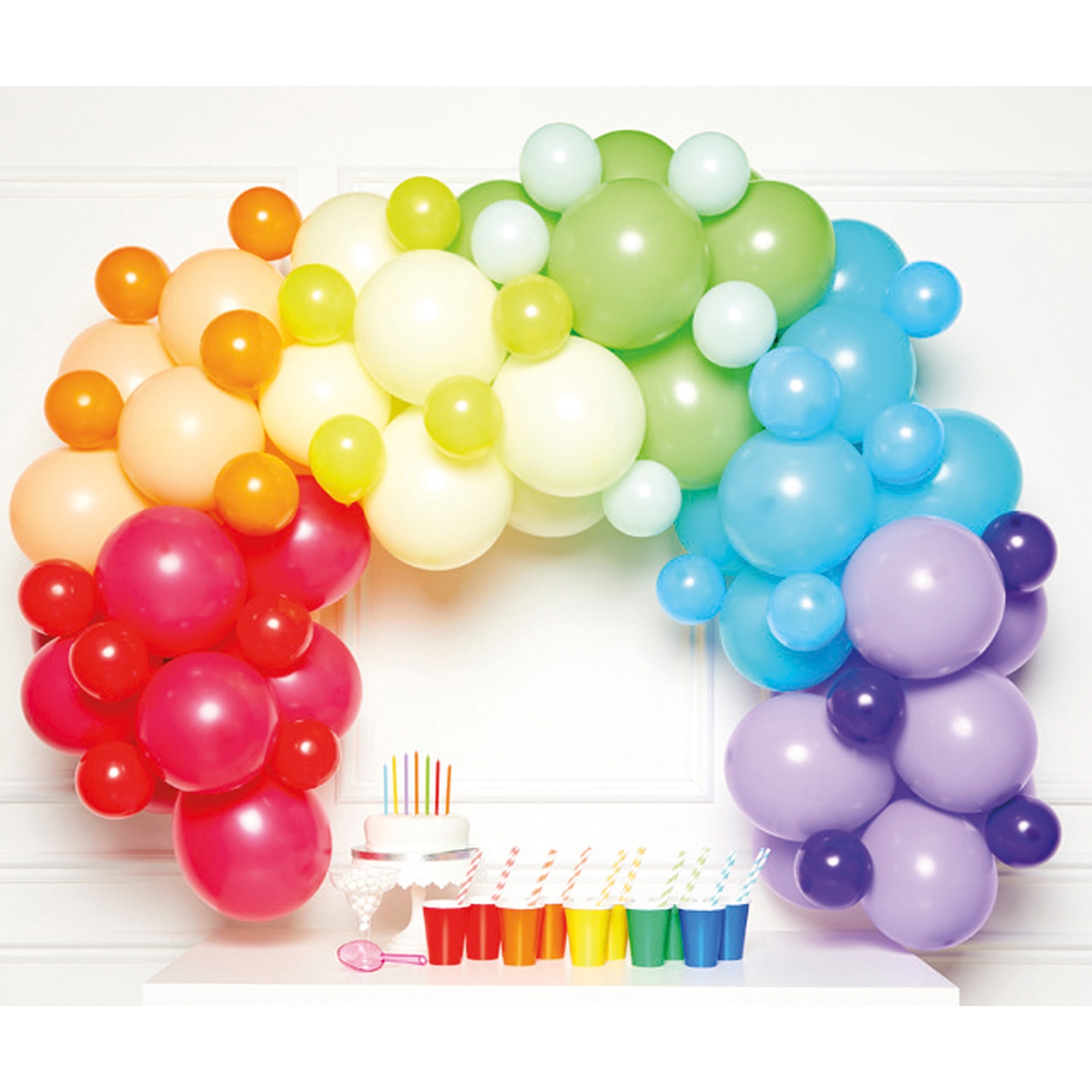DIY Ballongirlande zum selberbauen, 78 Ballons - Regenbogen