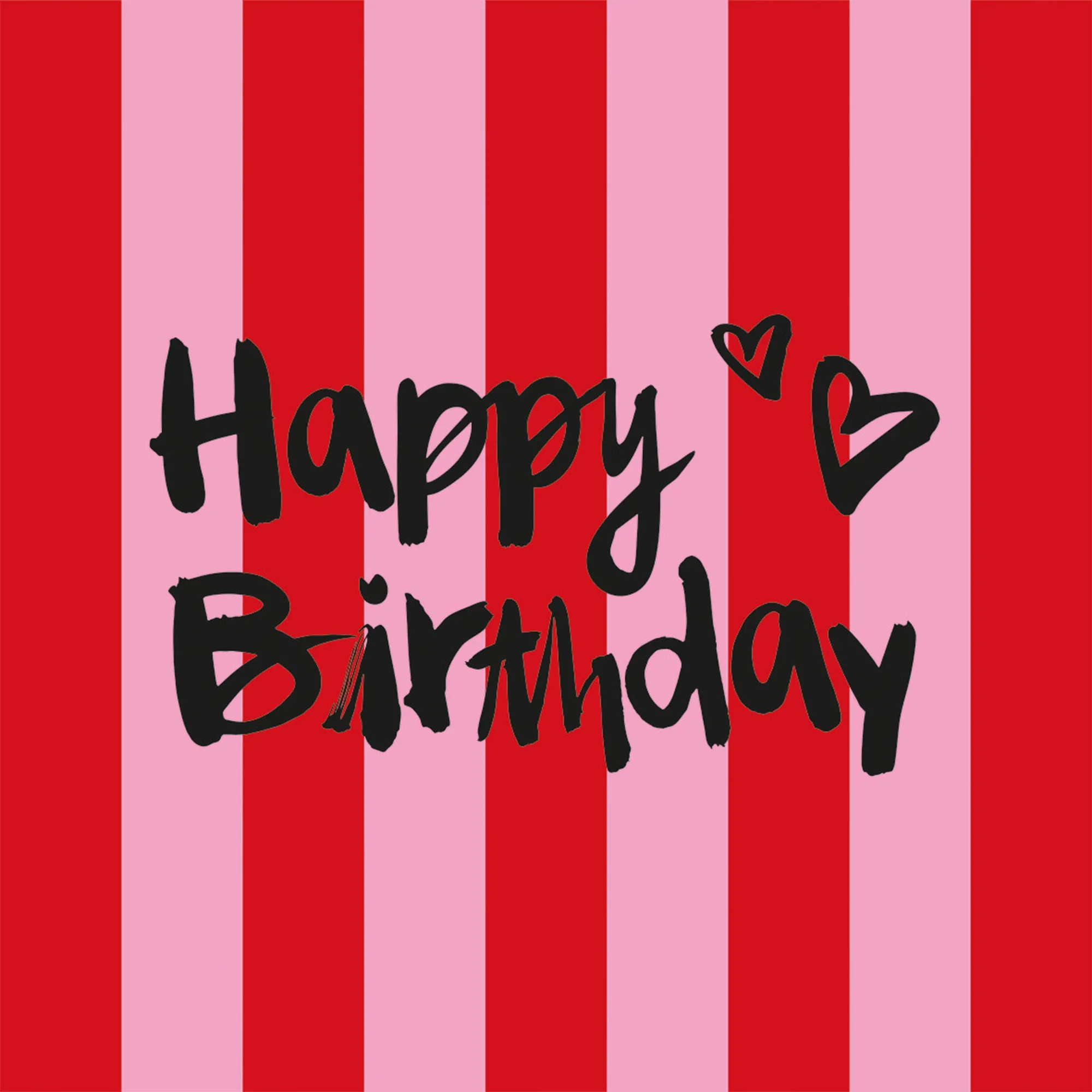 20 Servietten "Happy Birthday" Rot/Rosa