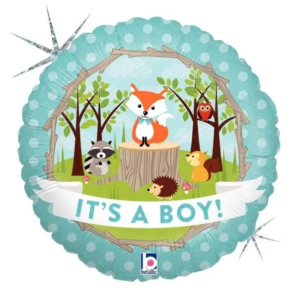Folienballon Holographic Waldtiere It's a Boy 45 cm