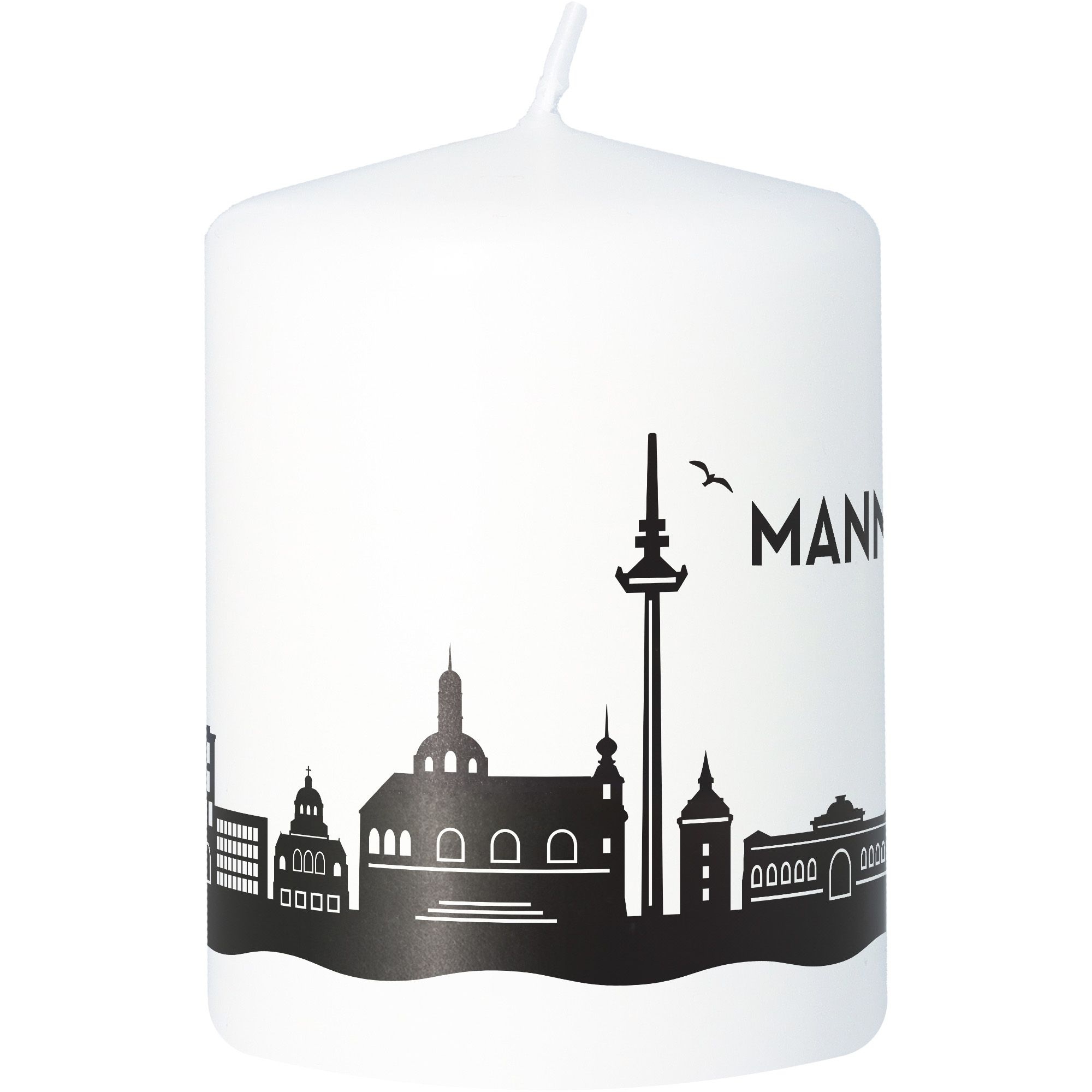 Stumpenkerze Skyline Mannheim Weiß Stumpenkerze Skyline Mannheim Weiß