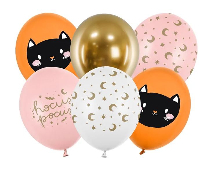 6 Latexballons im Set "Hokus Pokus Katze" Ballon