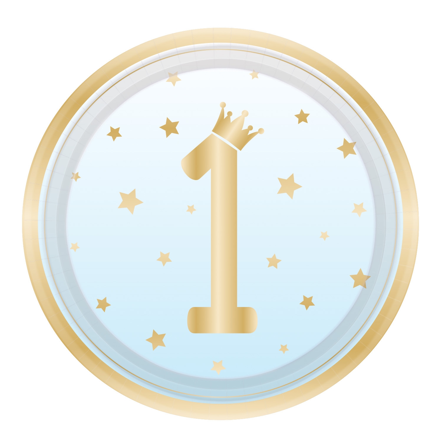 1. Geburtstag - 8 Pappteller, Blau/Gold