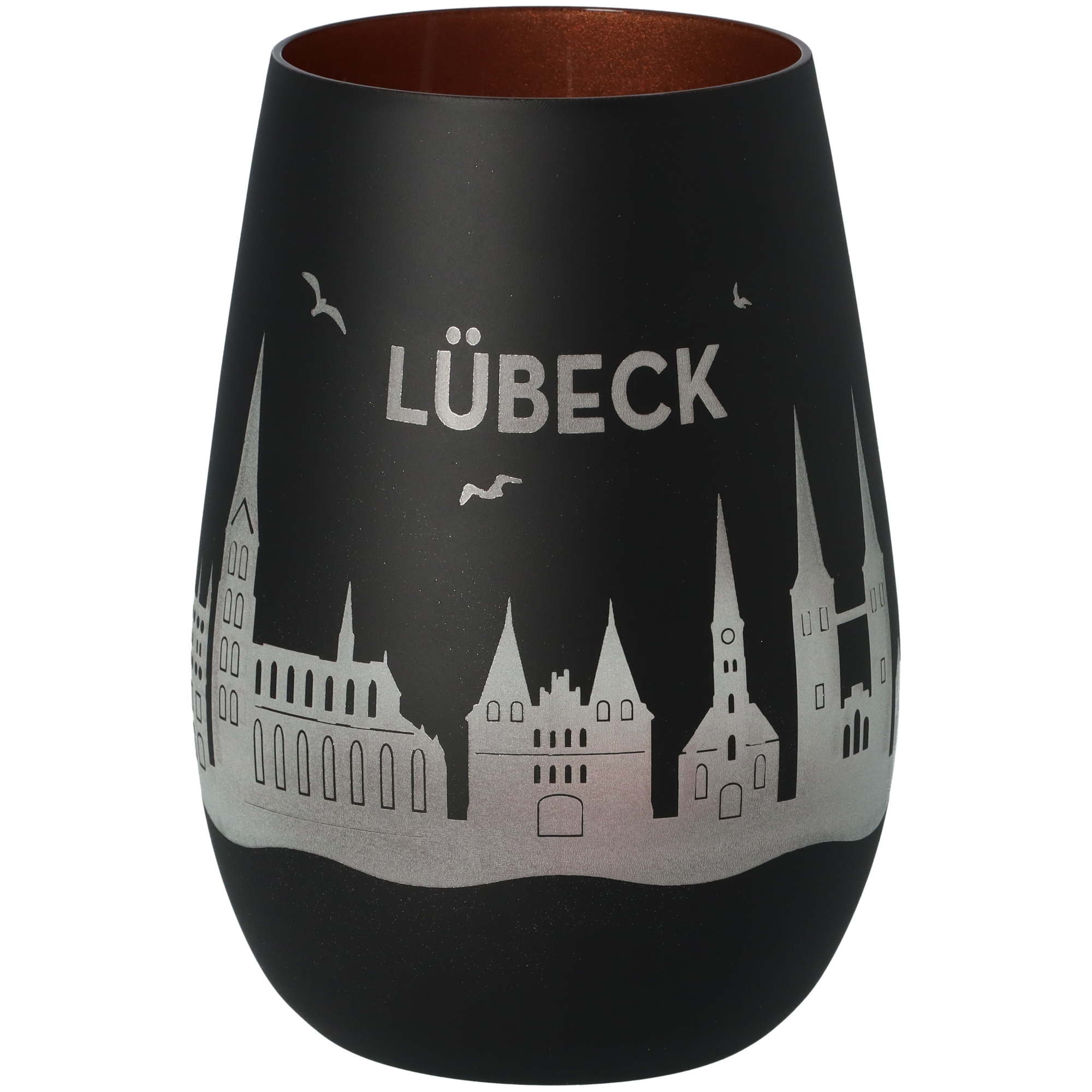 Windlicht Skyline Lübeck Schwarz/Bronze Krug, Töpferei, Vase