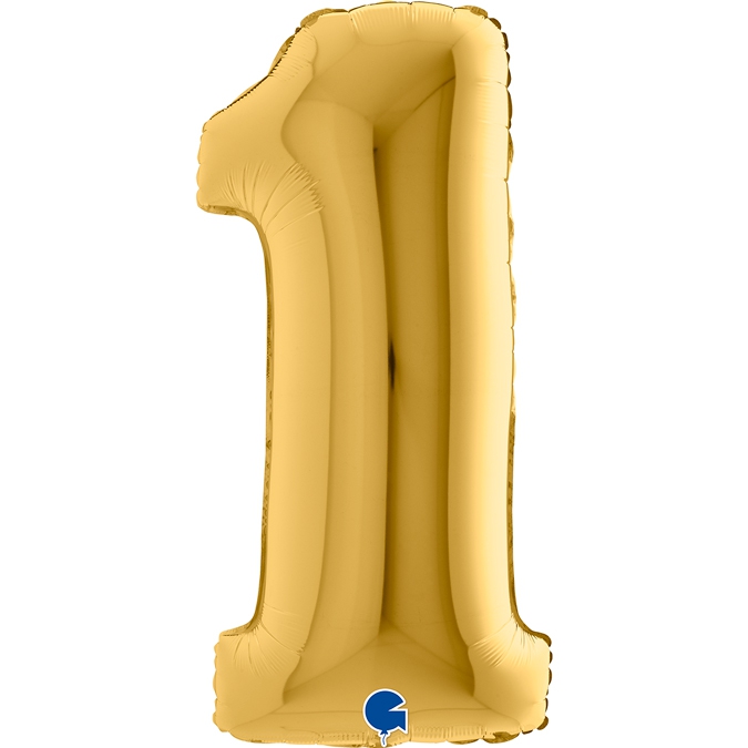 Folienballon Zahl 1 Gelbgold 100cm Folienballon Zahl 1 Gelbgold 100cm