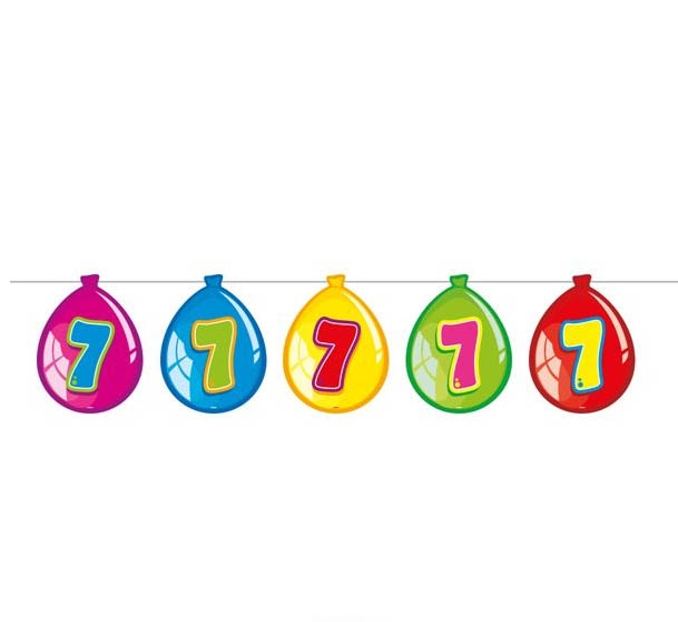 Luftballon-Wimpelkette zum 7. Geburtstag Luftballon-Wimpelkette zum 7. Geburtstag