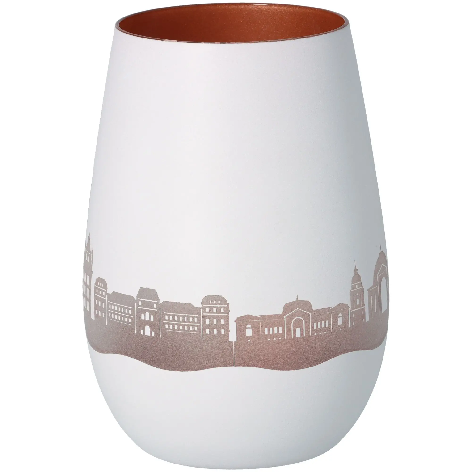 Windlicht Skyline Darmstadt Weiß/Bronze