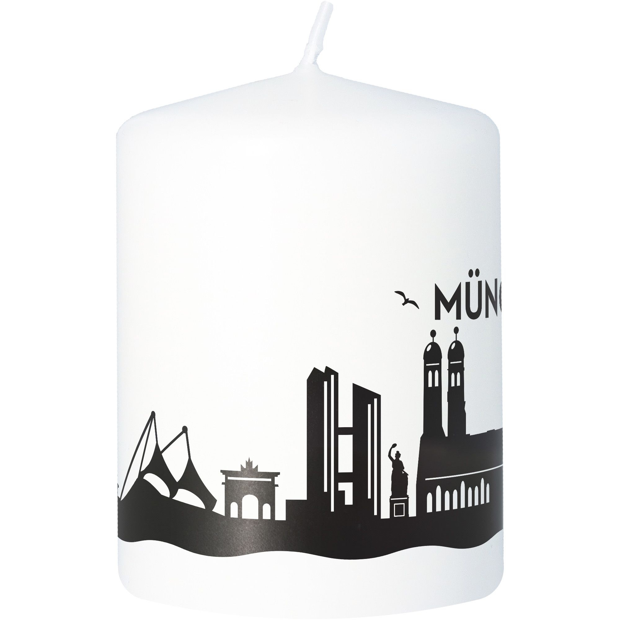 Stumpenkerze Skyline München Weiß Stumpenkerze Skyline München Weiß