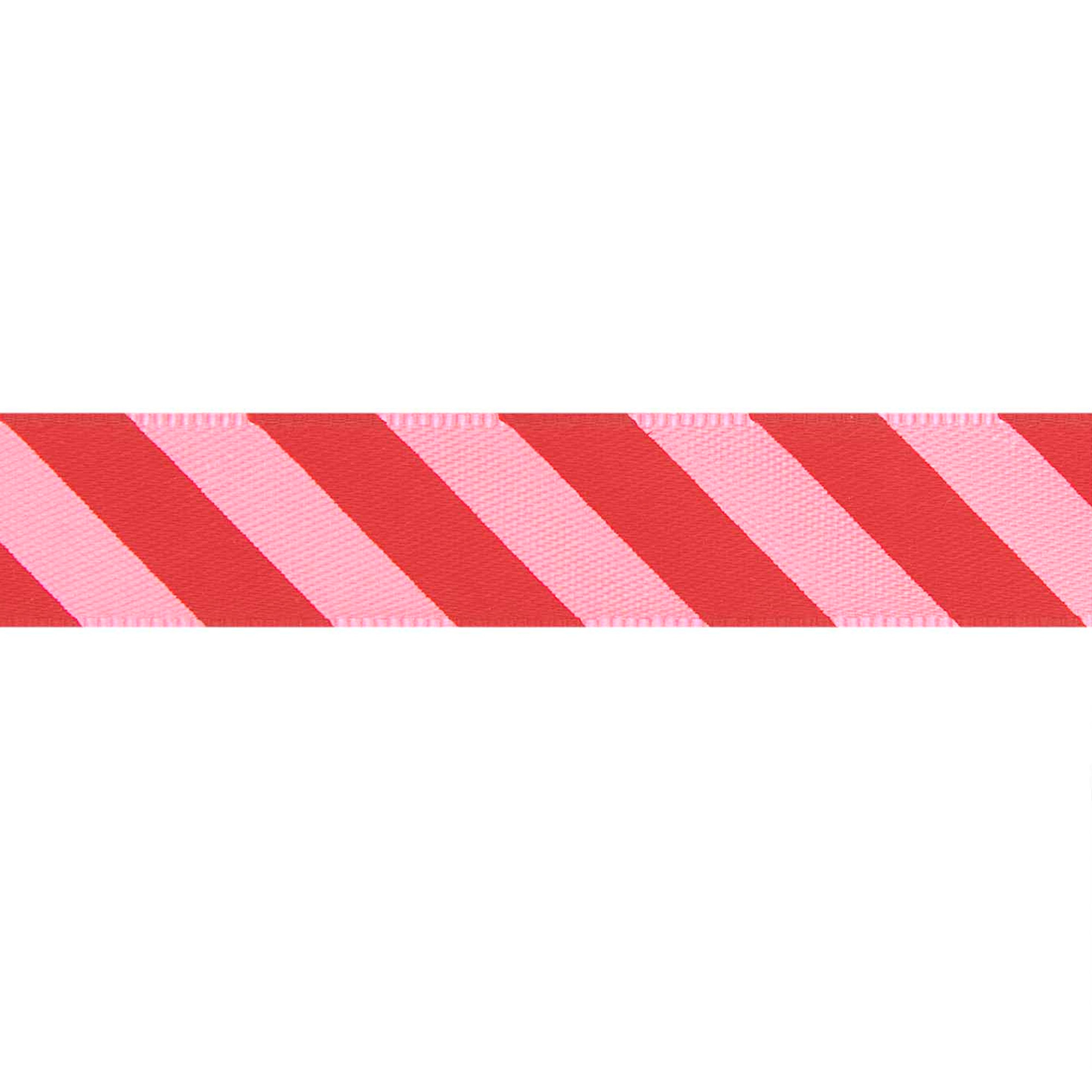 Satinband Streifen, Neon pink/rot, 16mm / 3m zaun, Essen, Süßigkeiten