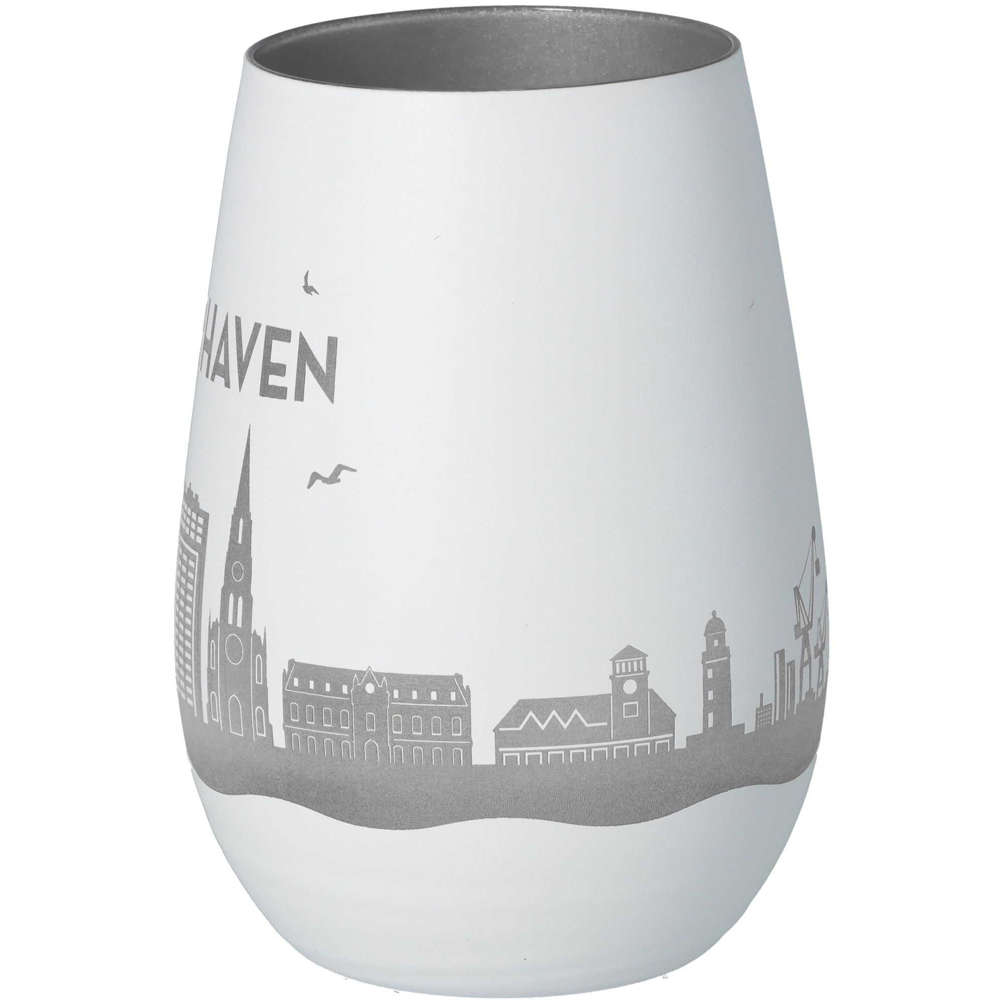 Windlicht Skyline Bremerhaven Weiß/Silber Windlicht Skyline Bremerhaven Weiß/Silber