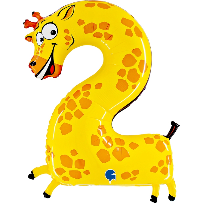 Folienballon Zahl 2 Giraffe 100cm Folienballon Zahl 2 Giraffe 100cm