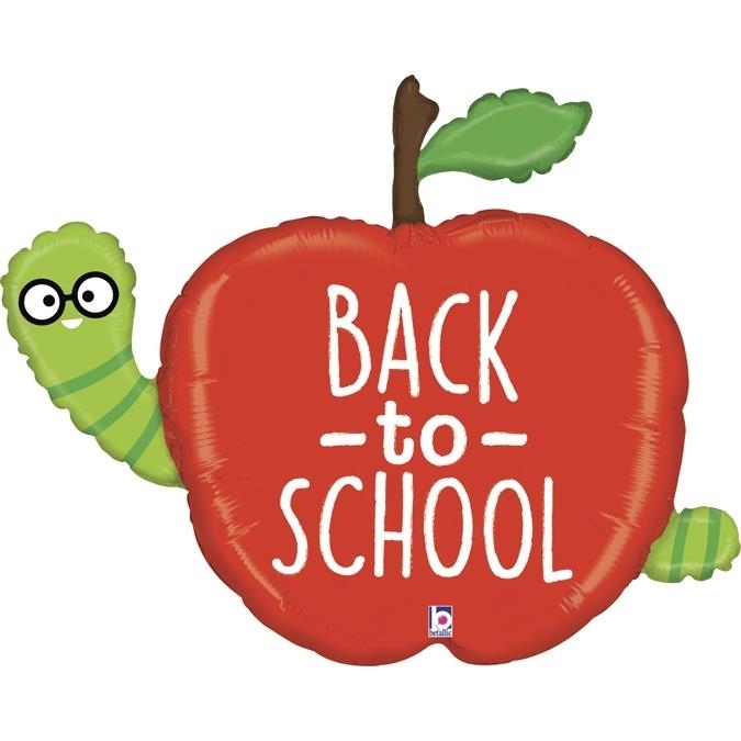 Folienballon Wurm im Apfel "Back to school"