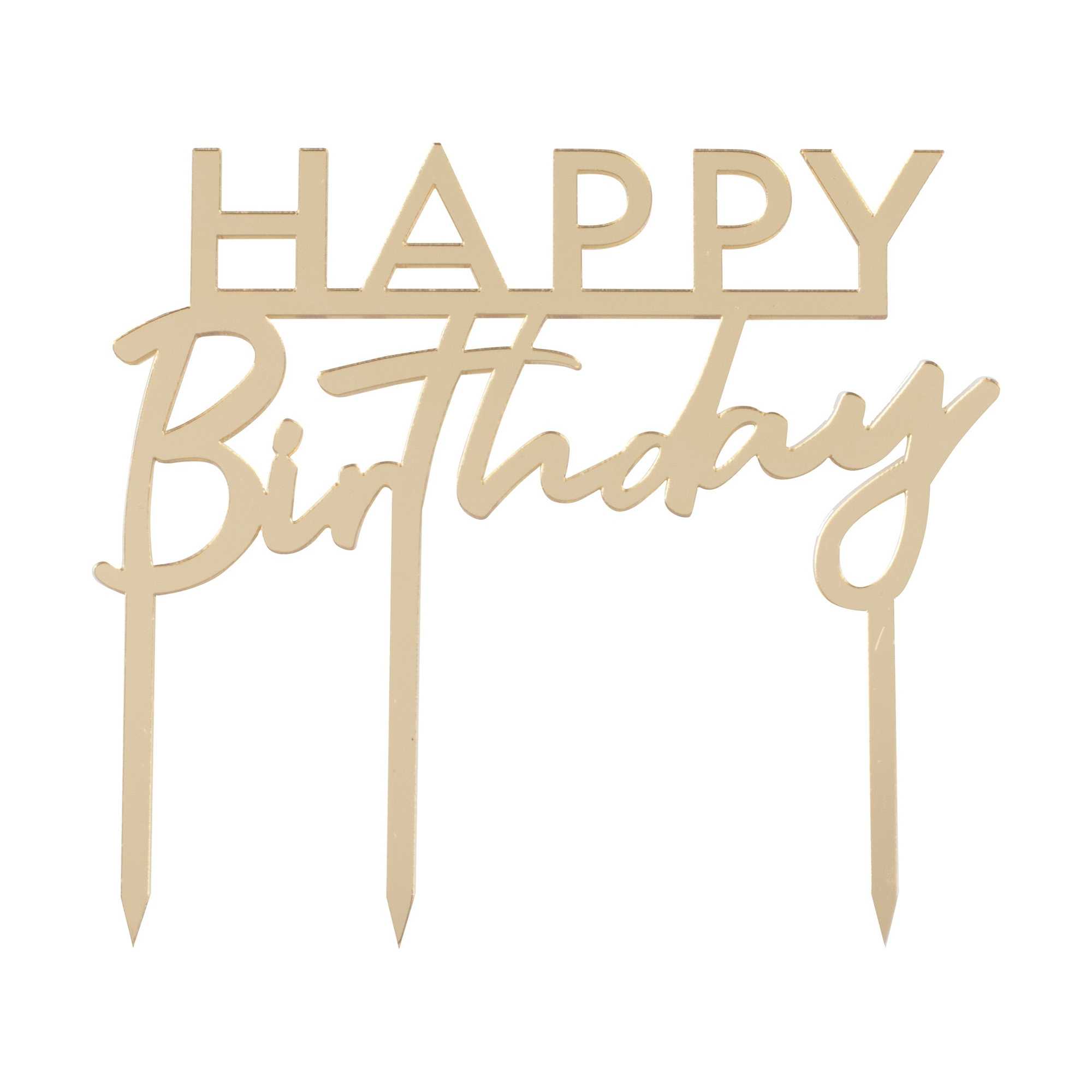 Happy Birthday Cake Topper Gold Handschrift, Text, Kalligraphie