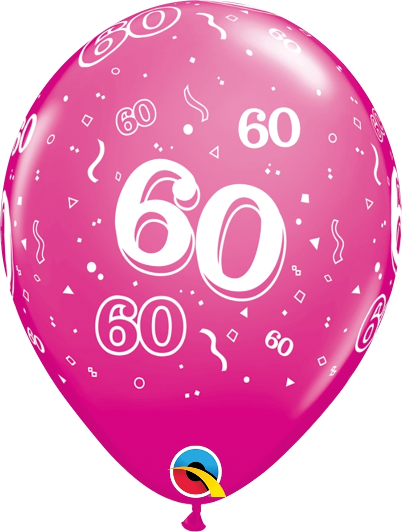 Qualatex Latexballon 60. Geburtstag verschiedene Farben Ø 30cm