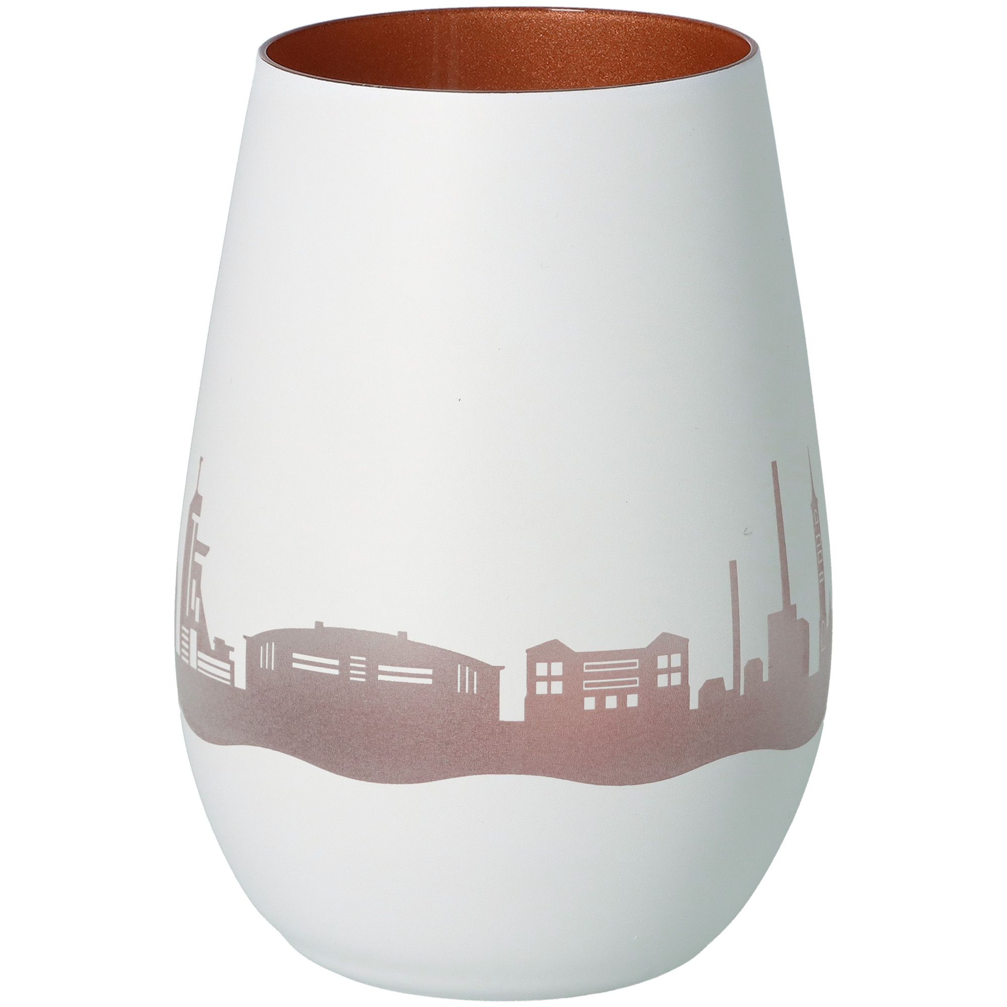 Windlicht Skyline Gelsenkirchen Weiß/Bronze Töpferei, Krug, Vase, Kunst, Porzellan