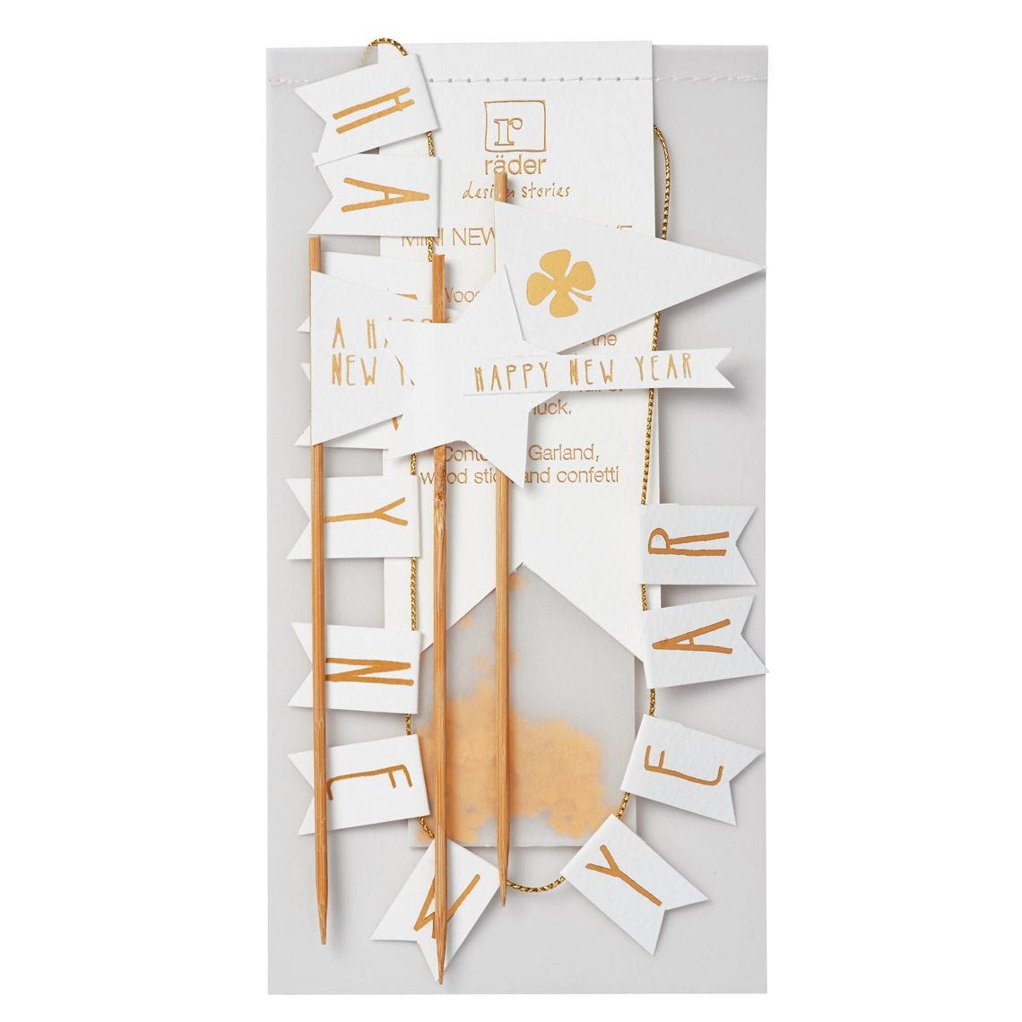 Mini Silvester Holzstick Girlande Gold Mini Silvester Holzstick Girlande Gold