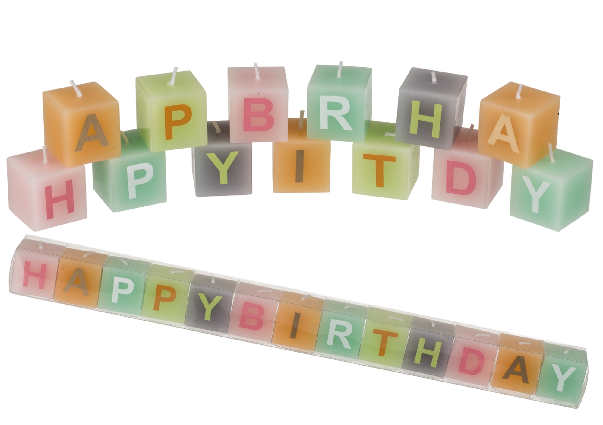 Geburtstagskerzenblock "Happy Birthday", Pastell Geburtstagskerzenblock "Happy Birthday", Pastell